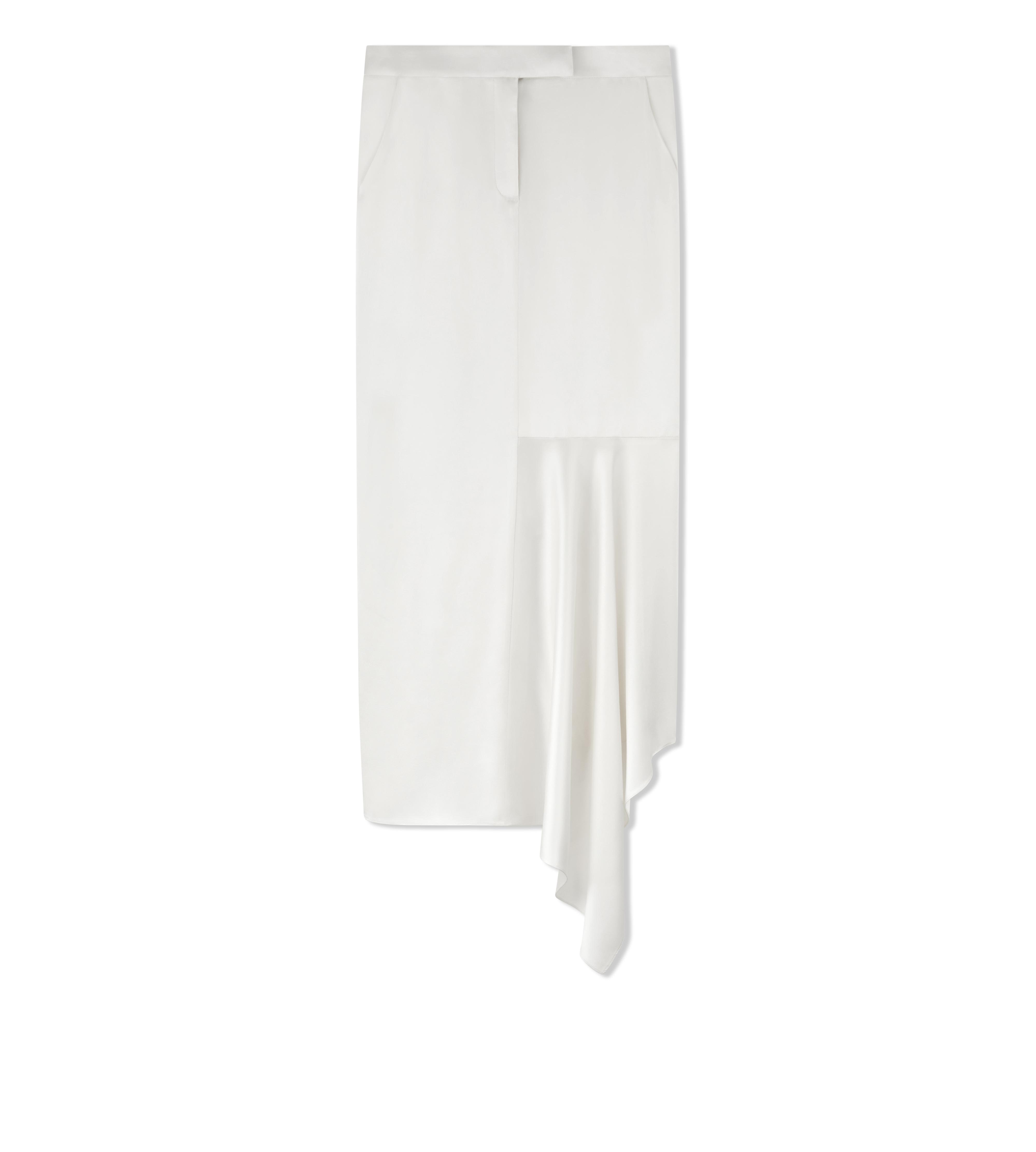 FLUID DOUBLE-FACED SATIN ASYMMETRIC TAILORED SKIRT