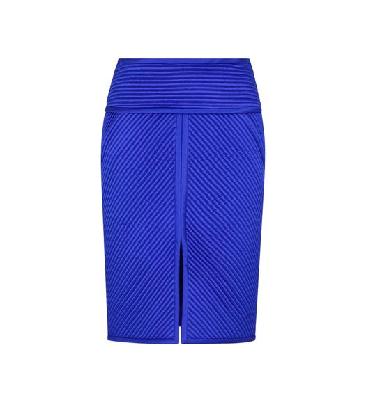 QUILTED SILK SATIN PENCIL SKIRT