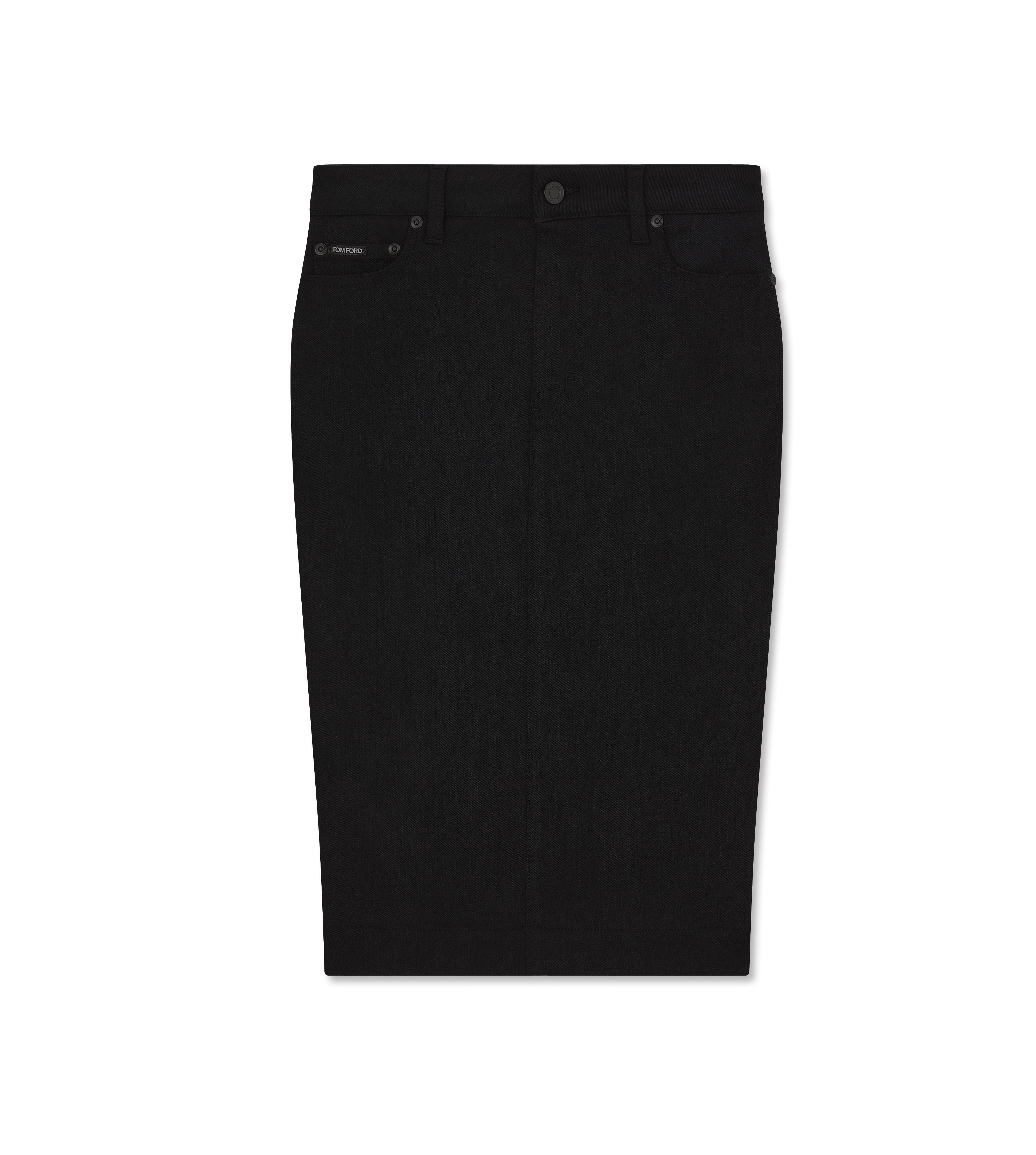 denim pencil skirt black