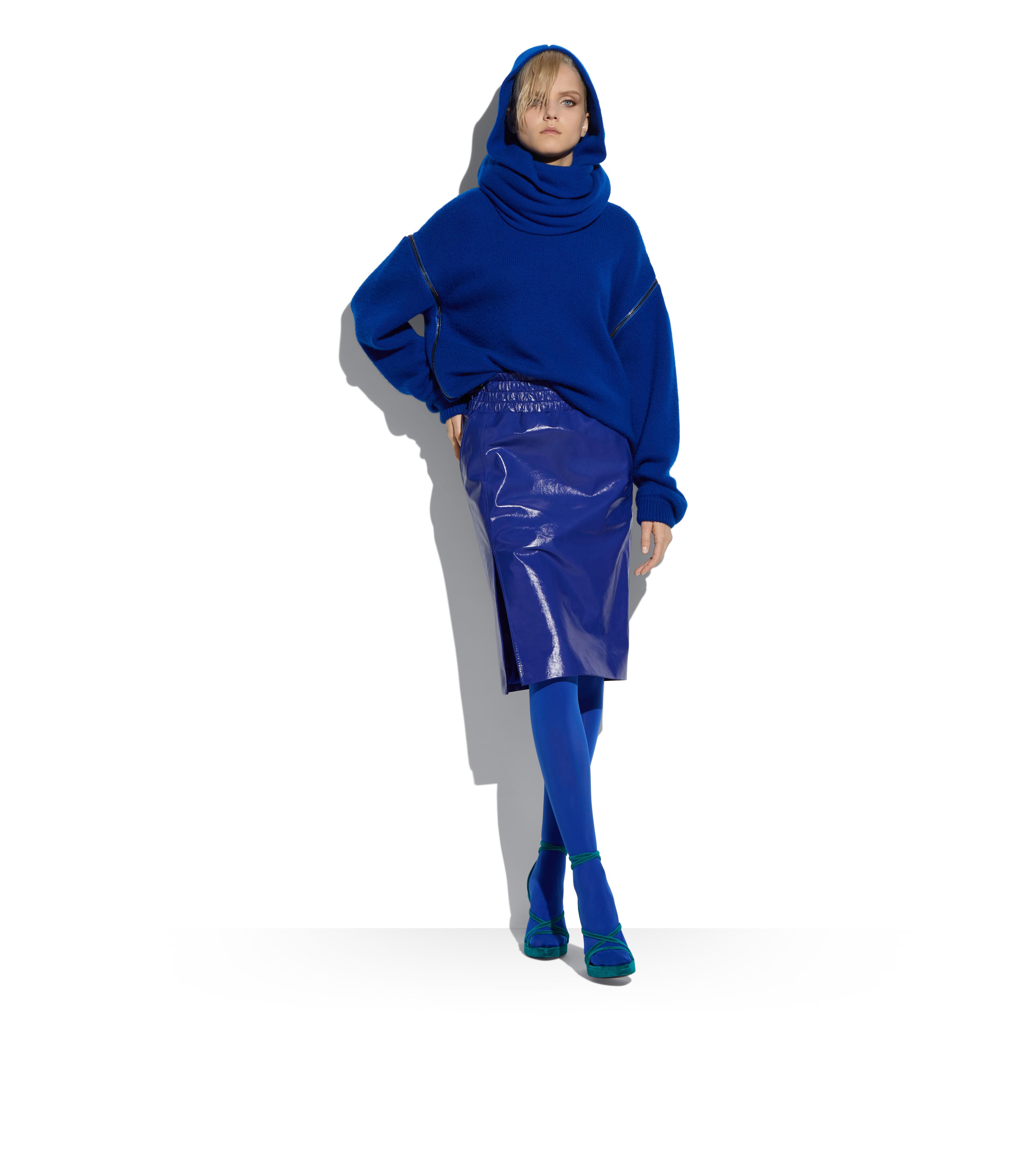 SHINY TEXTURED LEATHER MIDI SKIRT B thumbnail