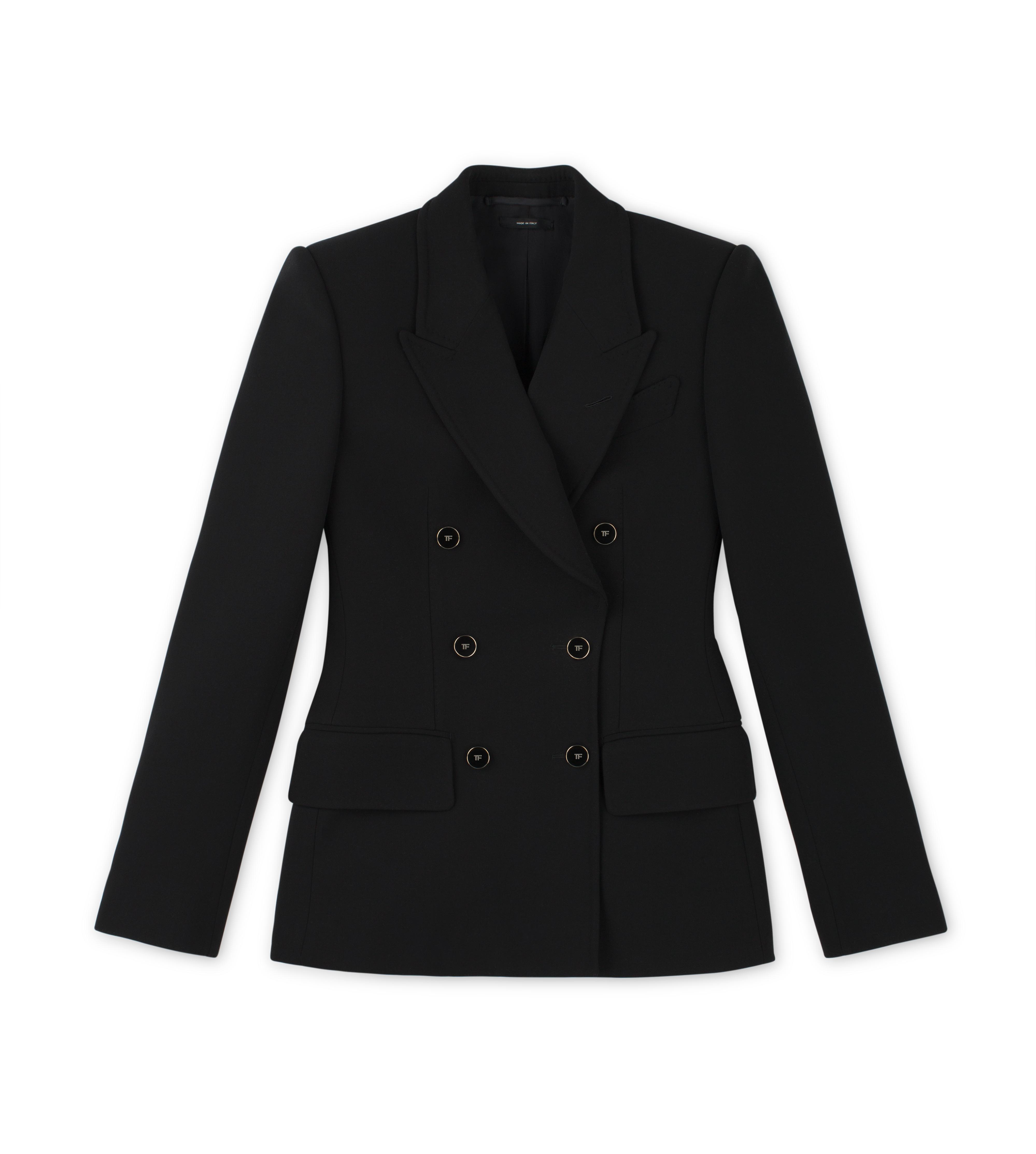 Tom Ford DOUBLE SPLITTABLE STRETCH WOOL TAILORED PEAK LAPEL JACKET | TomFord .