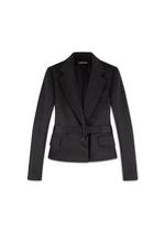 DOUBLE SILK DUCHESSE CROP BELTED JACKET A thumbnail