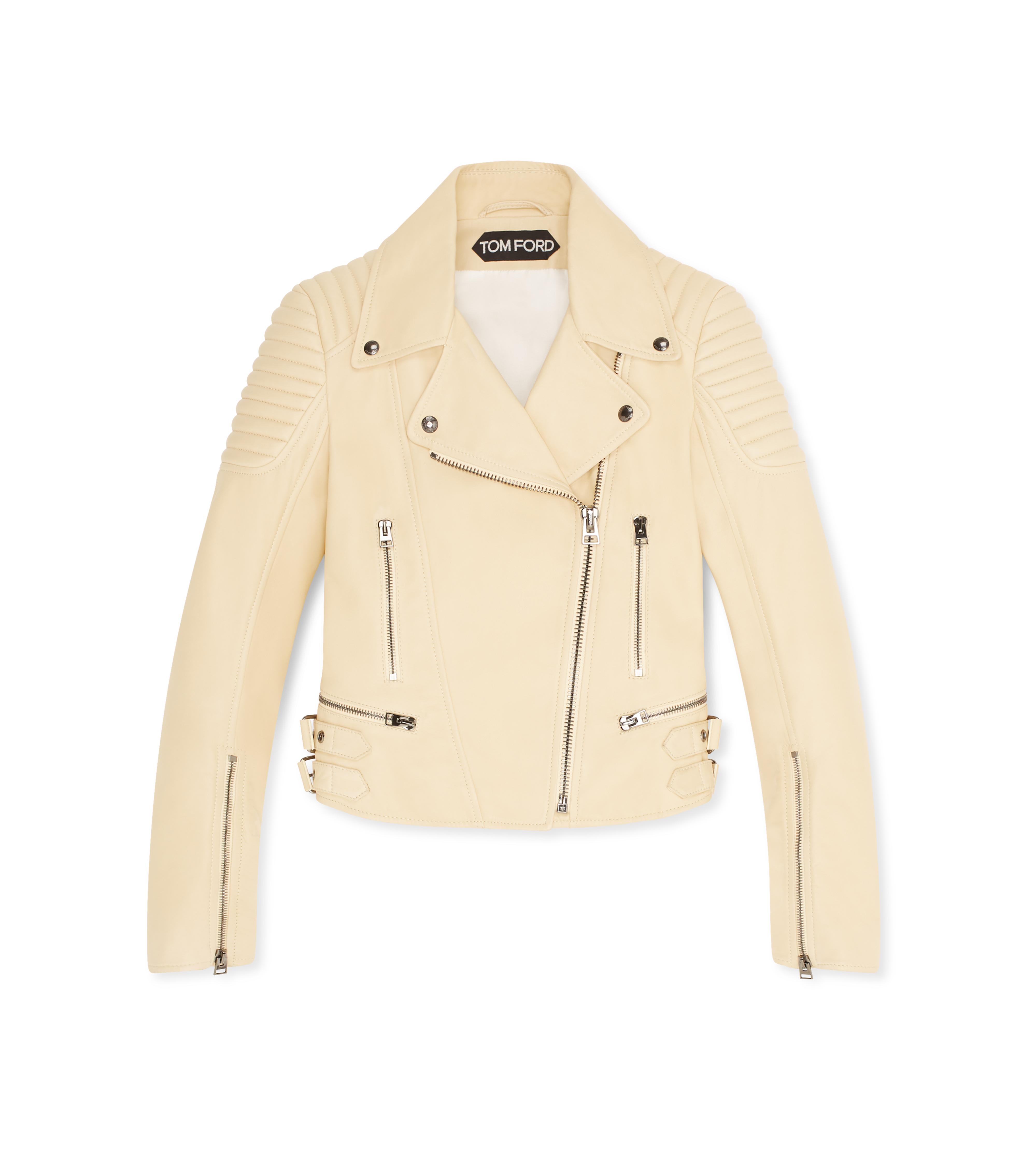 beige biker jacket