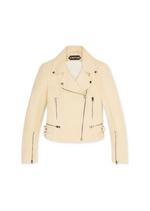 STRAW FITTED BIKER JACKET A thumbnail