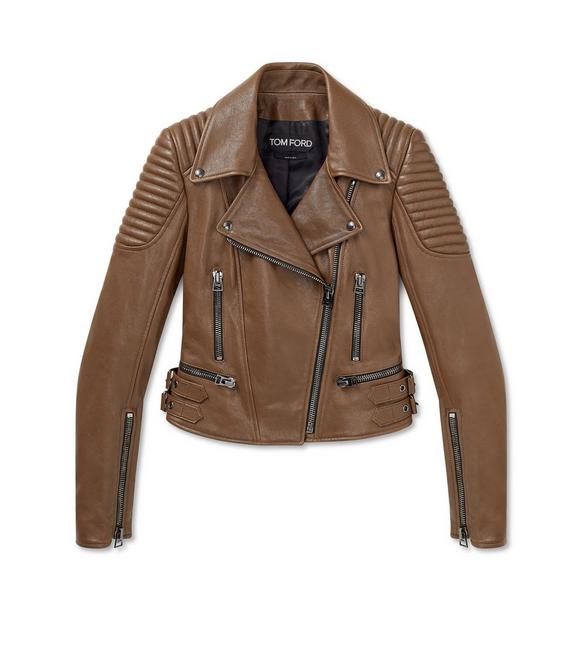 LEATHER FITTED BIKER JACKET A fullsize