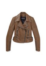 LEATHER FITTED BIKER JACKET A thumbnail