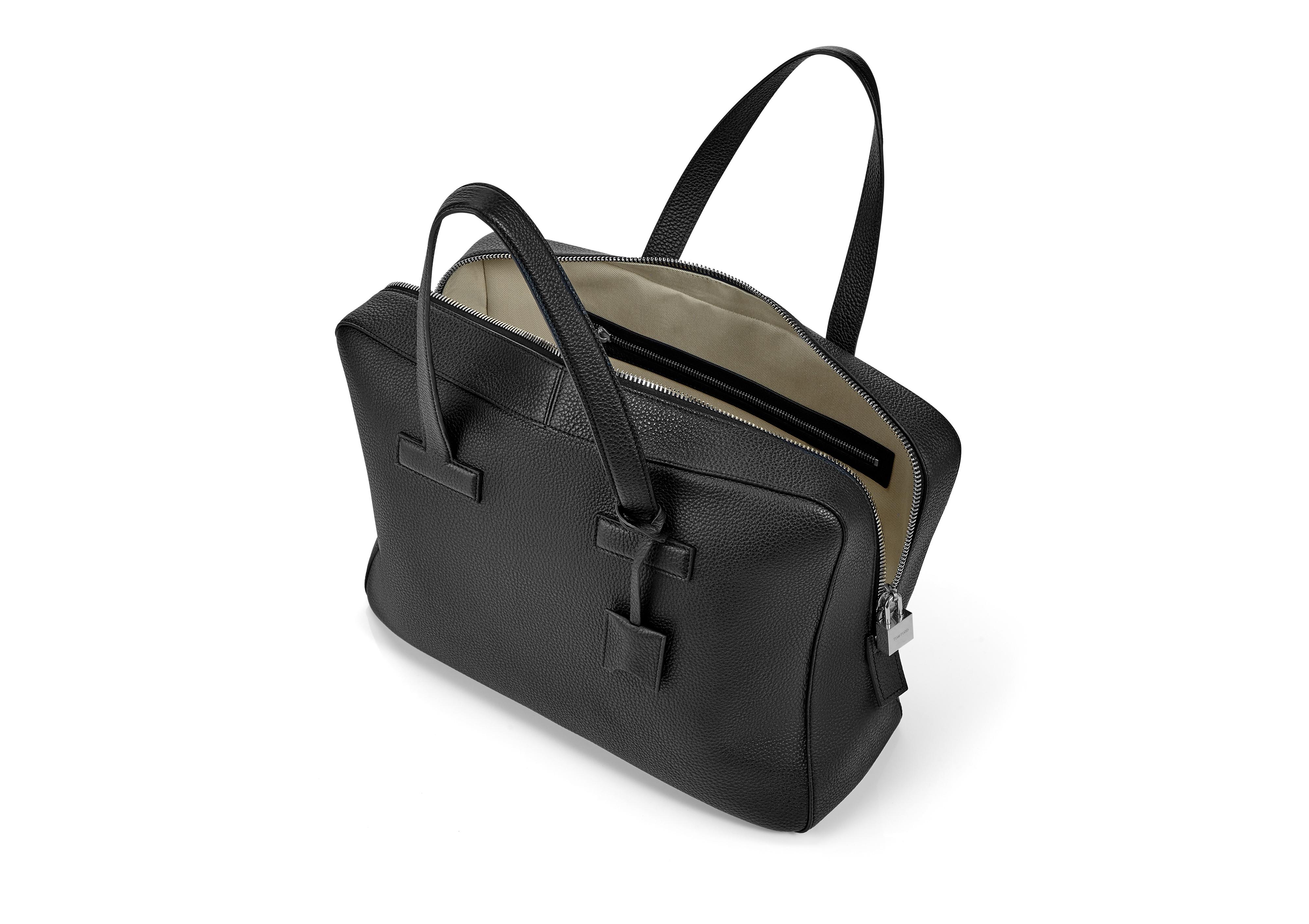 TOM FORD T Line Grained Leather Medium Briefcase in Black | ModeSens