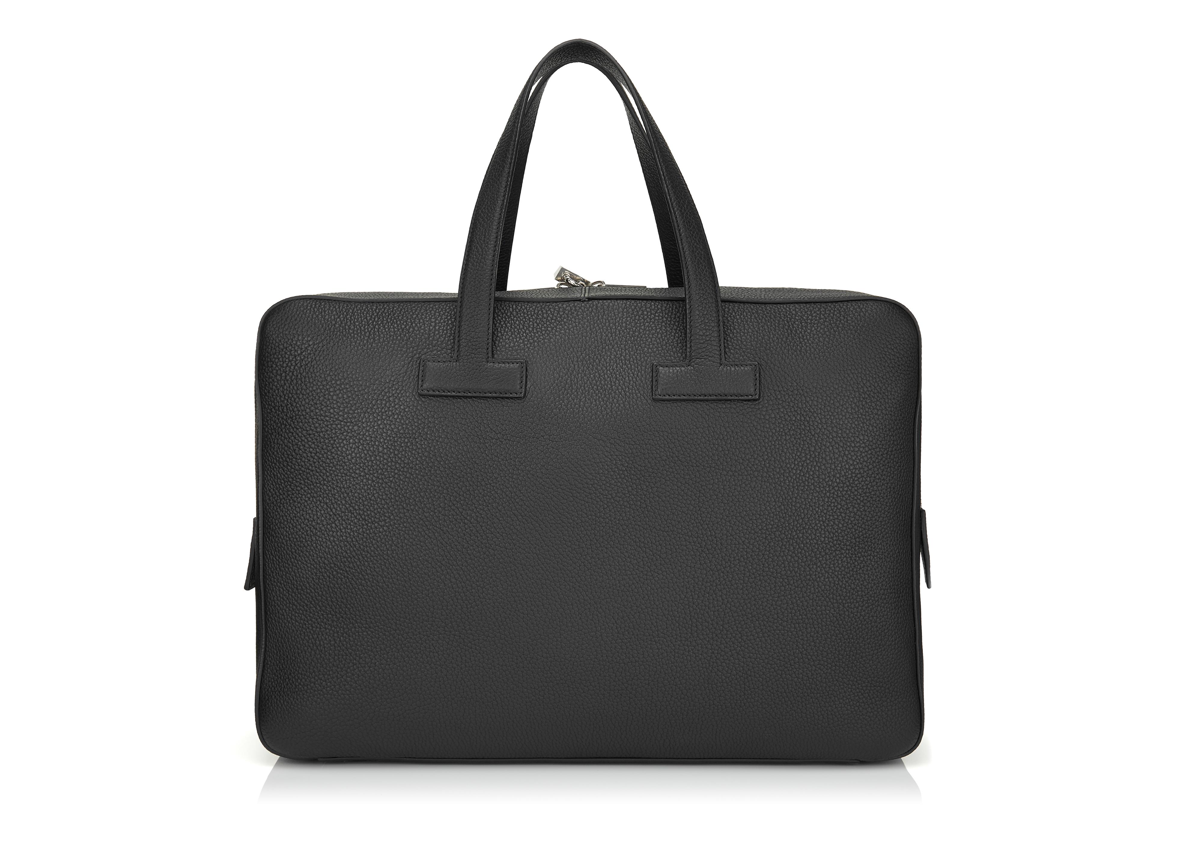 TOM FORD T Line Grained Leather Medium Briefcase in Black | ModeSens