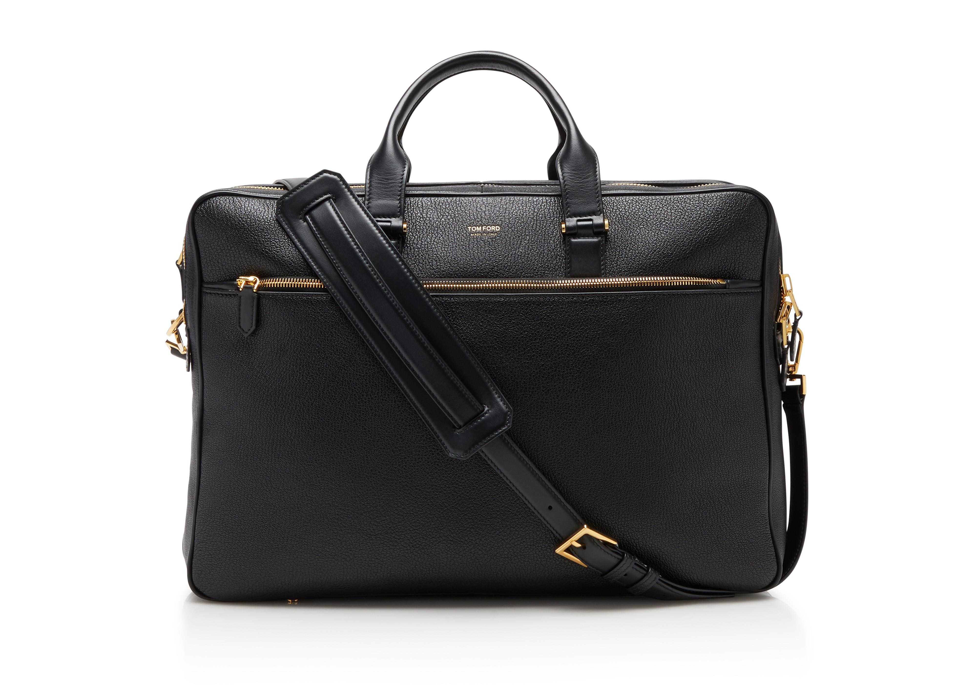 Black leather shop briefcase shoulder strap