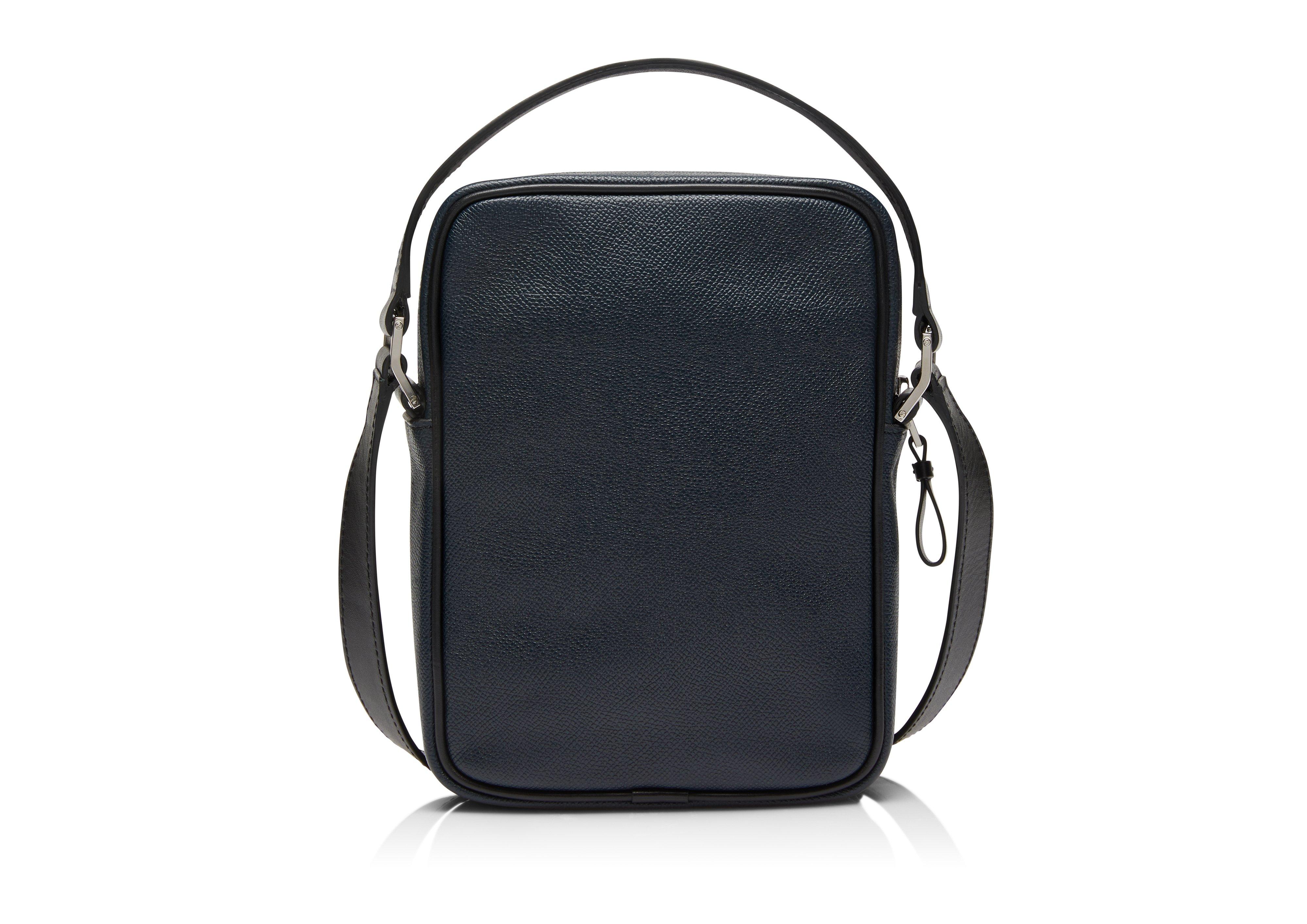 SMALL GRAIN LEATHER DOUBLE ZIP MESSENGER C thumbnail