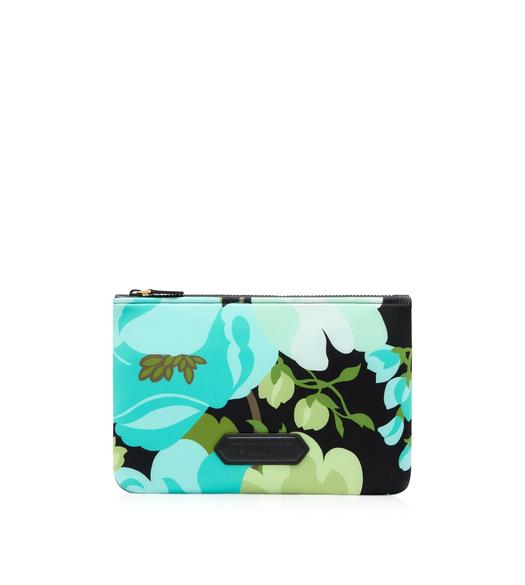 ABSTRACT FLORAL PRINT NEOPRENE SCUBA SMALL POUCH