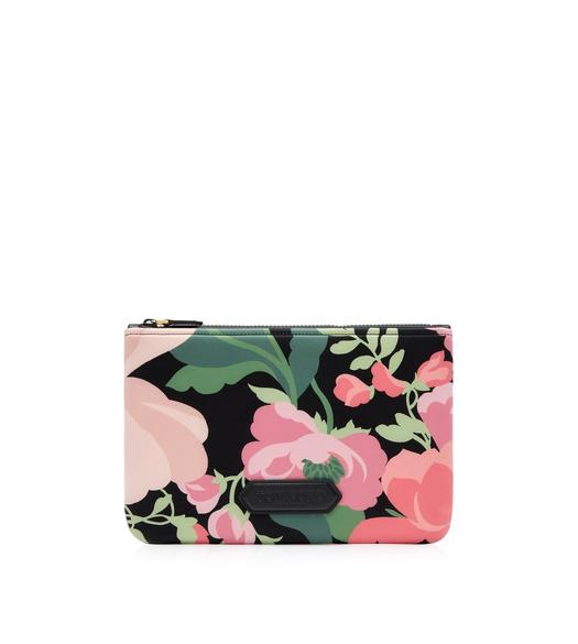 ABSTRACT FLORAL PRINT NEOPRENE SCUBA SMALL POUCH