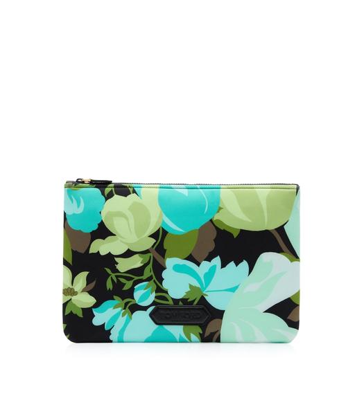 ABSTRACT FLORAL PRINT NEOPRENE SCUBA POUCH