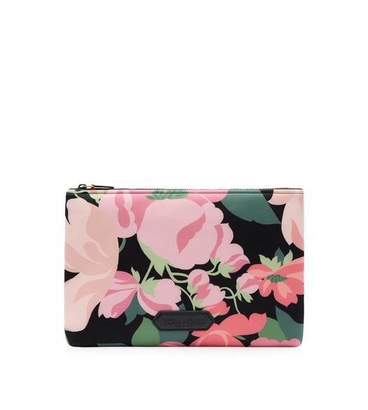 ABSTRACT FLORAL PRINT NEOPRENE SCUBA POUCH