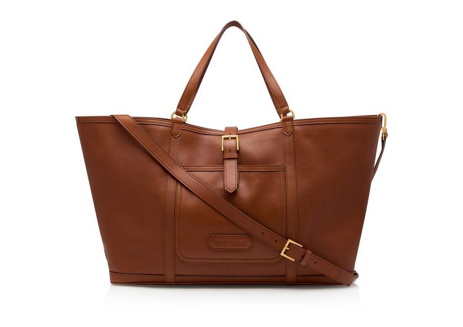 NATURAL SOFT LEATHER EAST WEST TOTE A fullsize