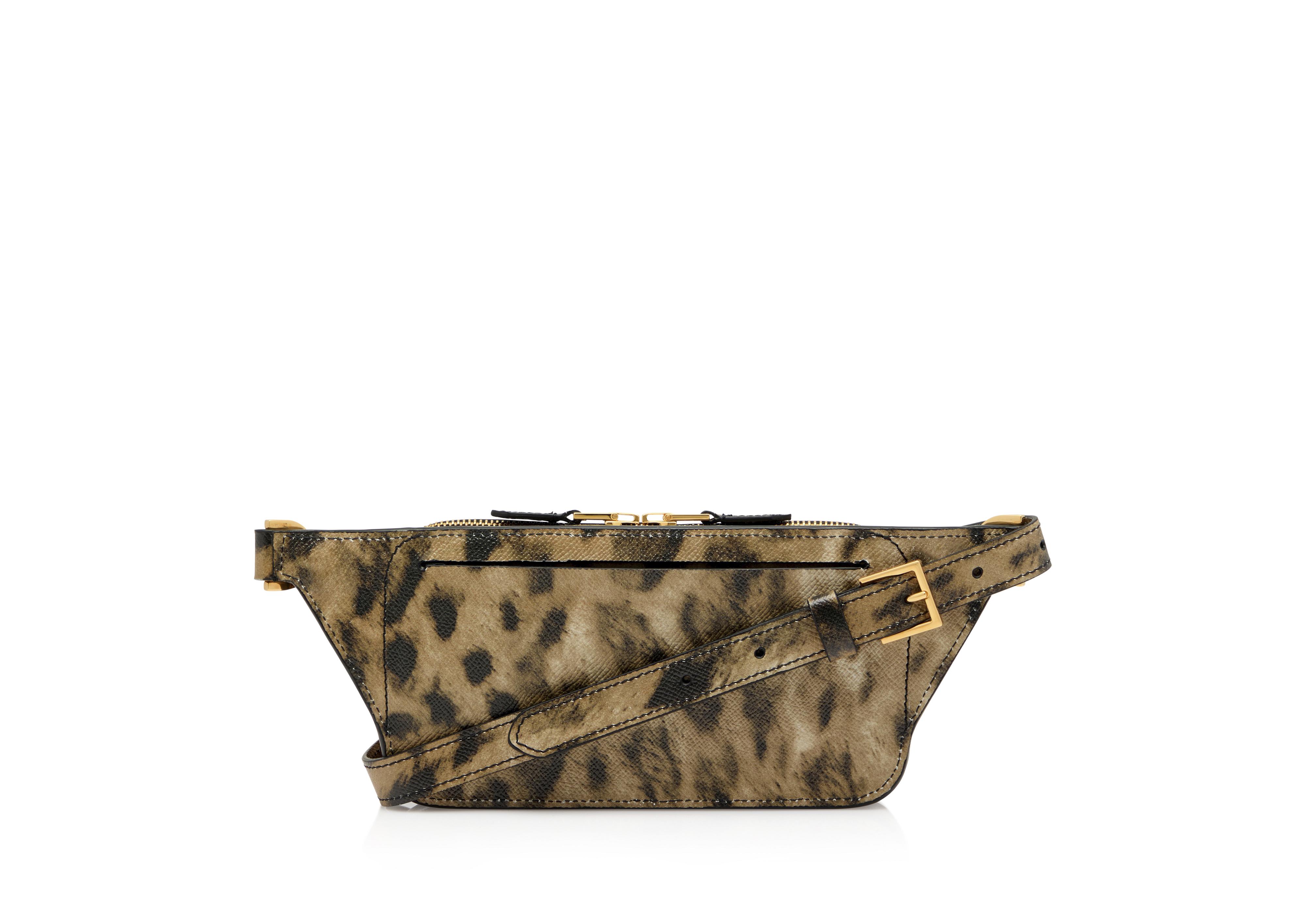 DISTRESSED LEOPARD PRINT SMALL ZIP BELT BAG C thumbnail