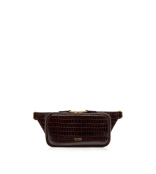 Tom Ford Buckley Leather-trimmed Velvet Belt Bag in Brown for Men waist bags and bumbags Mens Bags Belt Bags 