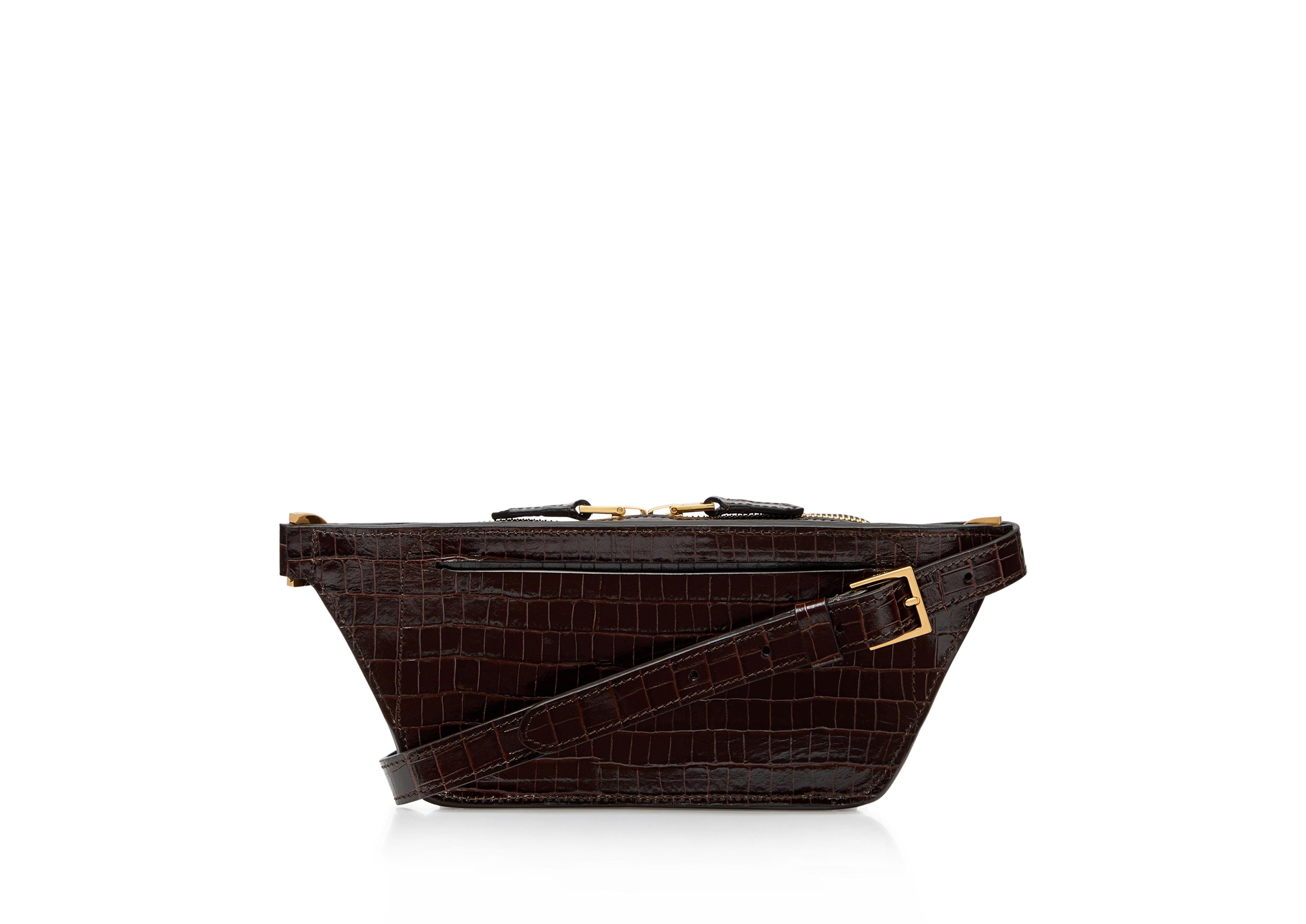 Green Crocodile-effect leather pouch, Tom Ford