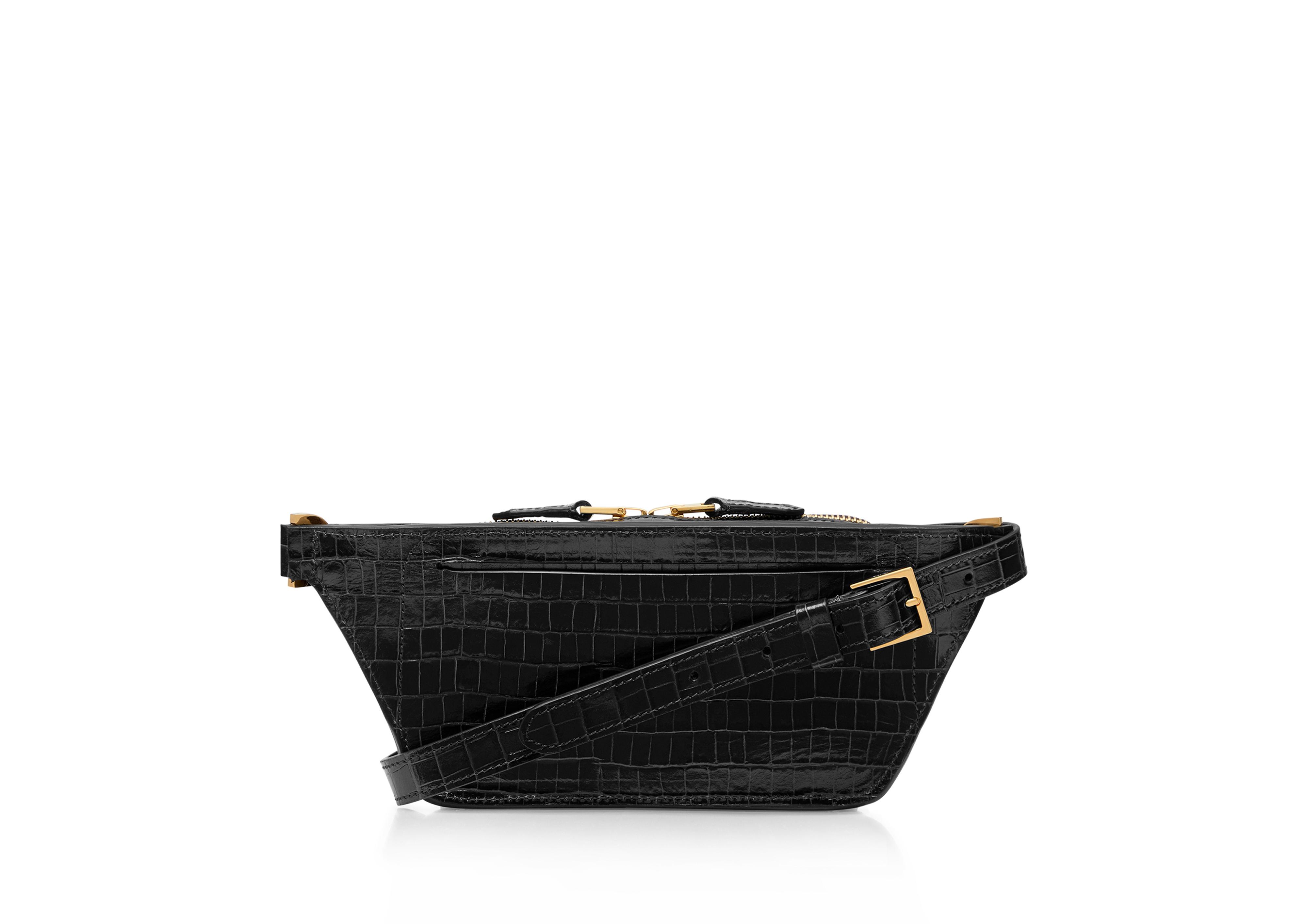 GLOSSY PRINTED CROC SMALL ZIP BELT BAG