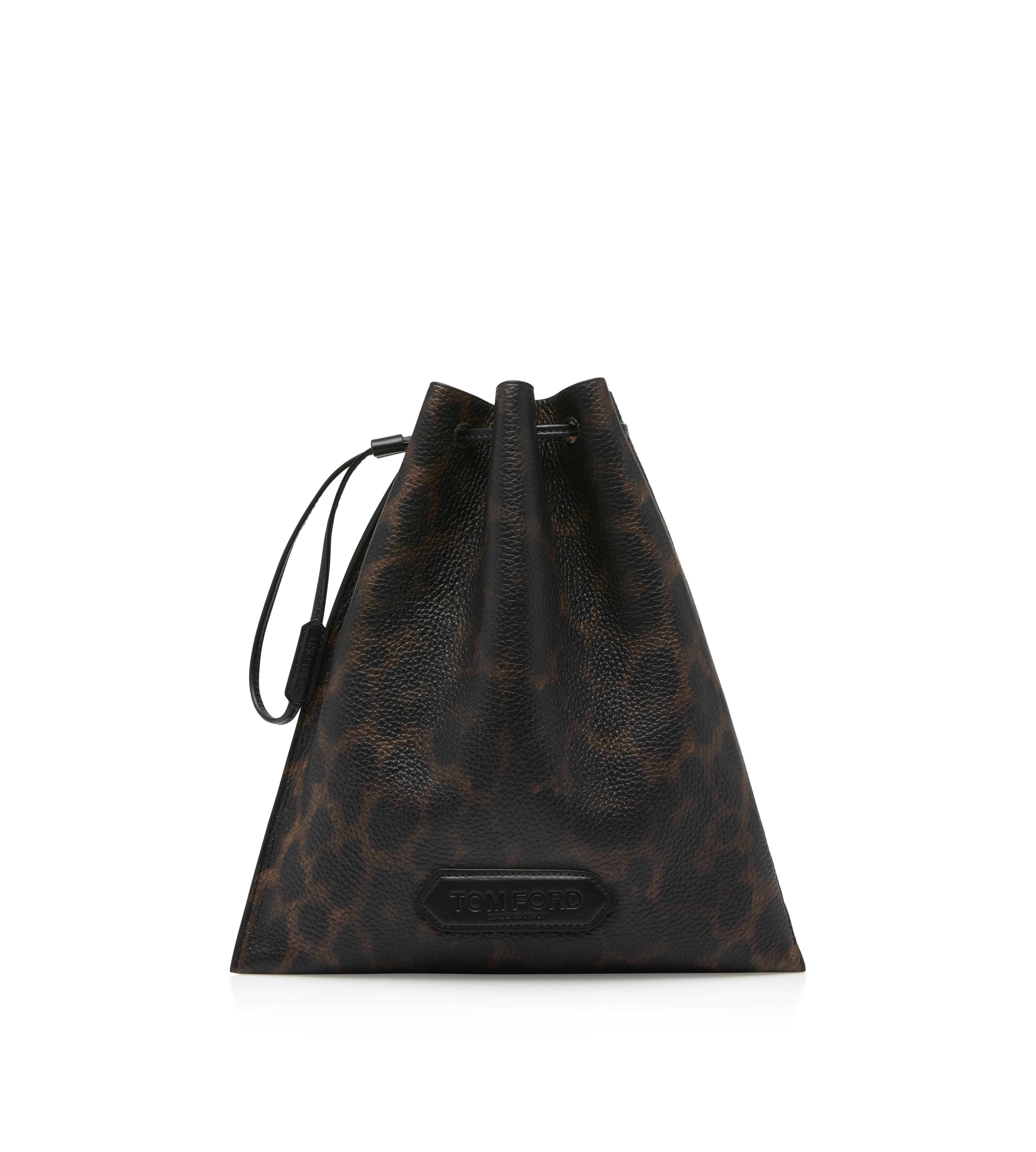 LEOPARD PRINT DRAWSTRING POUCH