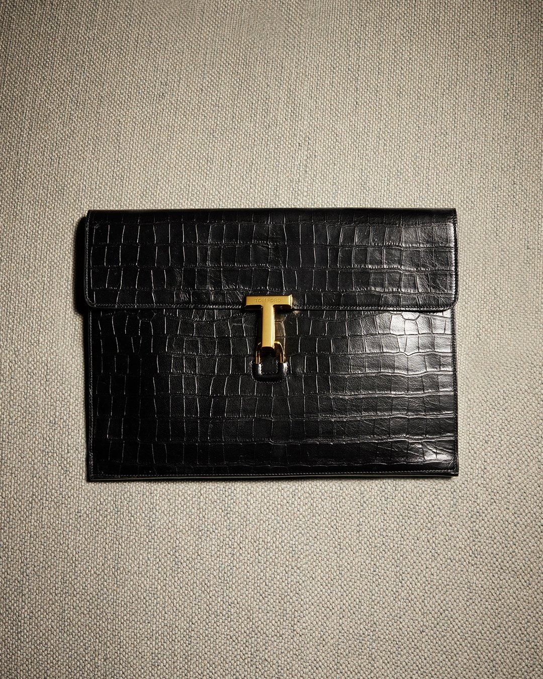 Tom Ford T-Pin Portfolio Clutch Bag - Black