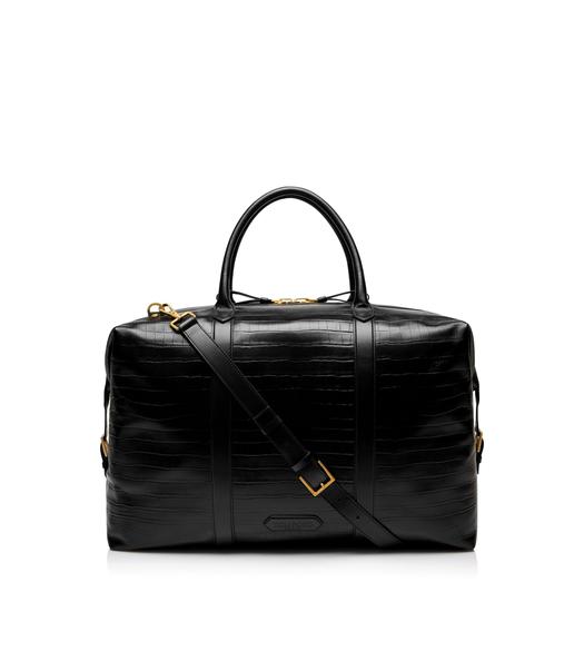 STAMPED CROC LEATHER GIANT HOLDALL