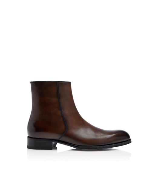 EDGAR BURNISHED LEATHER ZIP BOOTS
