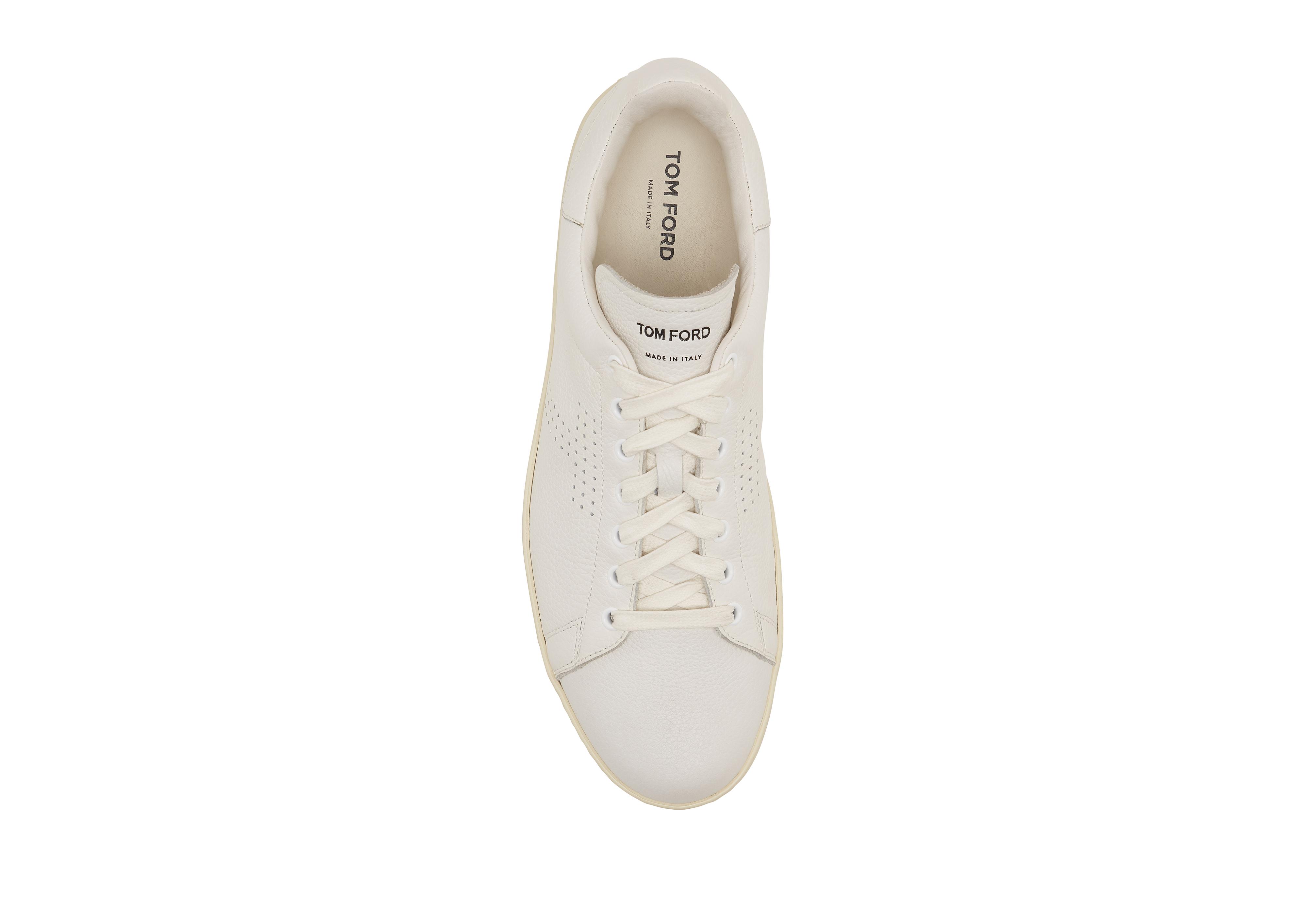 Tom Ford Men'S Warwick Grained Leather Low-Top Sneakers, White | ModeSens