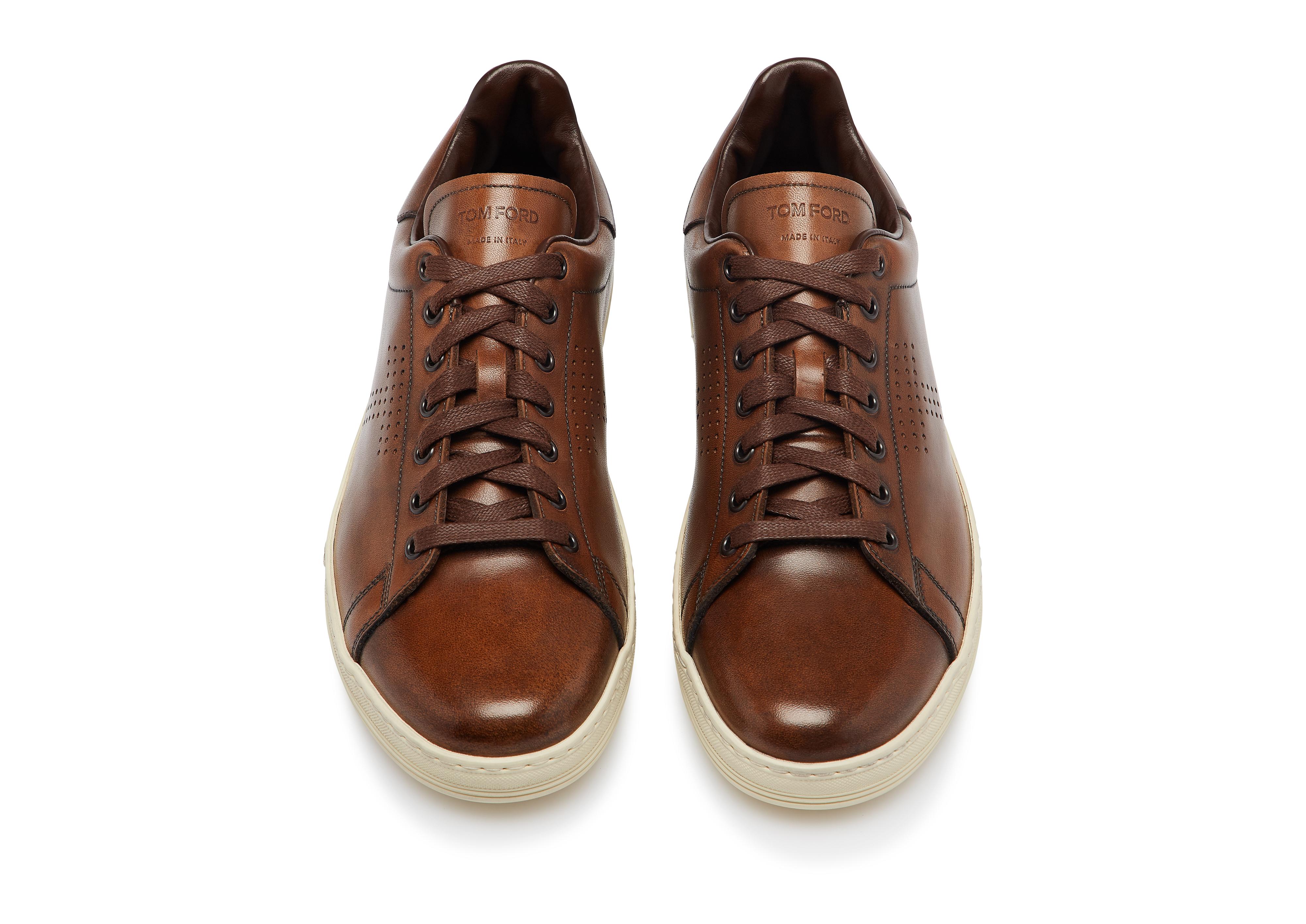 TOM FORD WARWICK BURNISHED LEATHER SNEAKERS, SIGARO | ModeSens