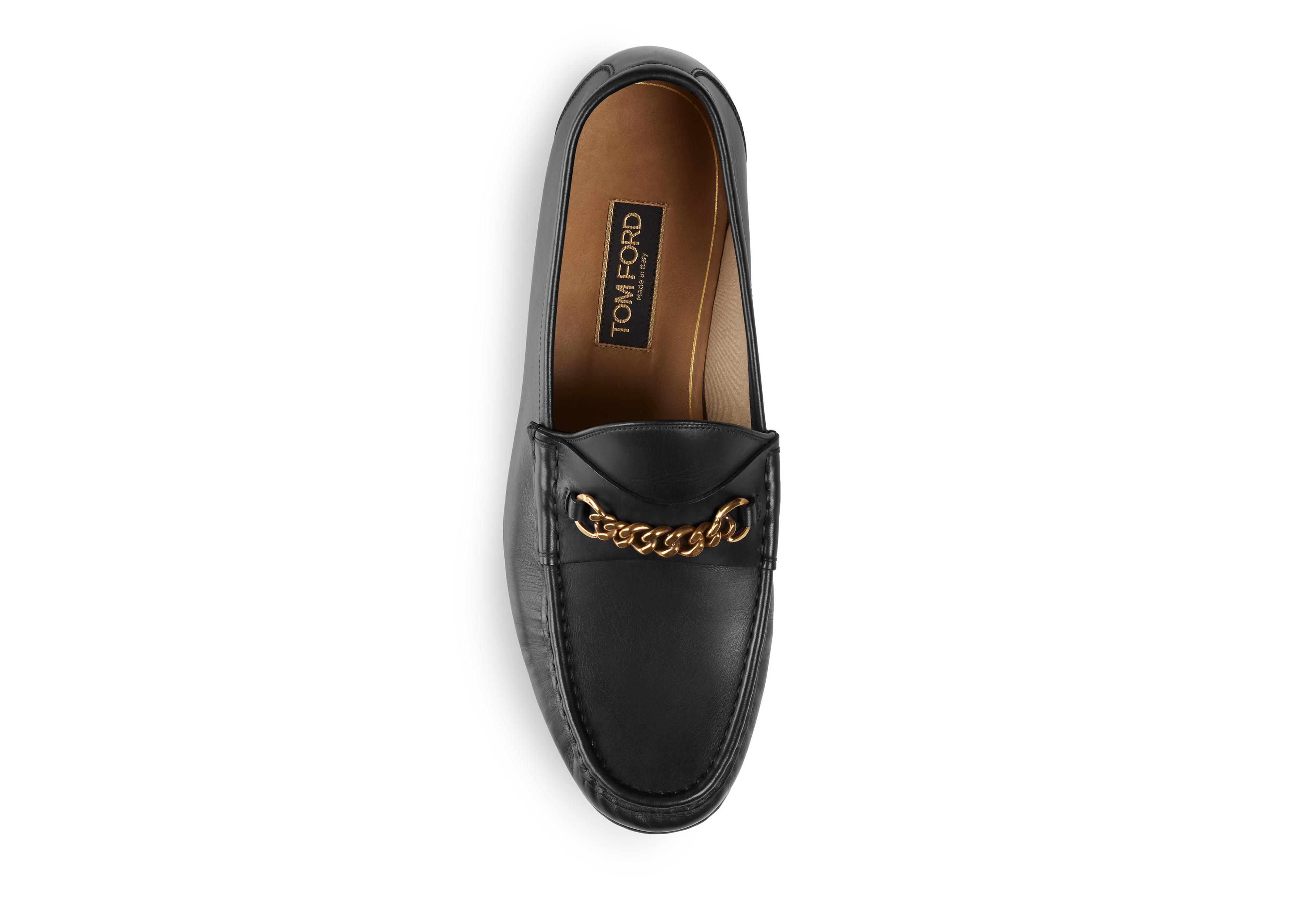Tom Ford LEATHER YORK CHAIN LOAFERS 