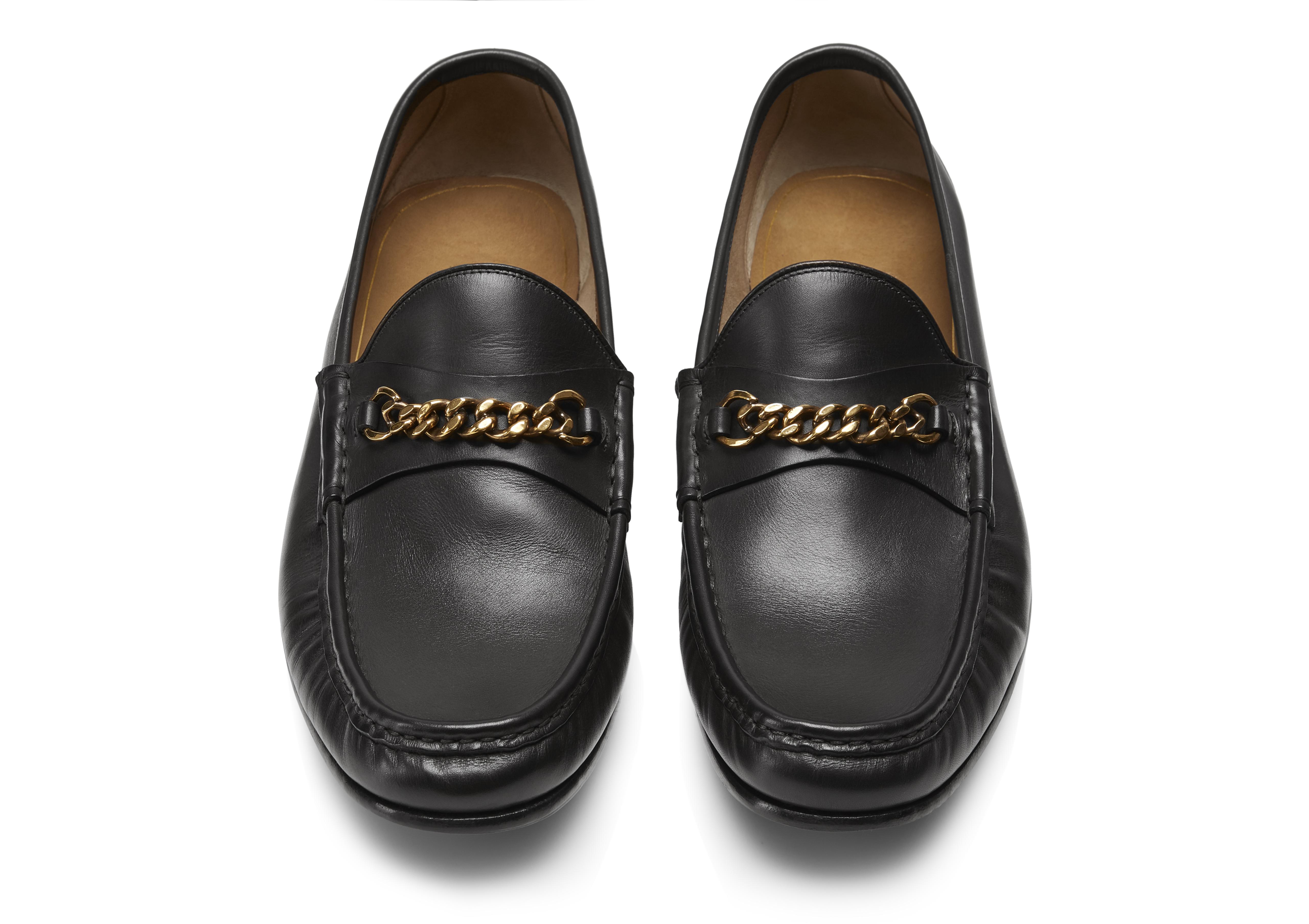 Tom Ford LEATHER YORK CHAIN LOAFERS 