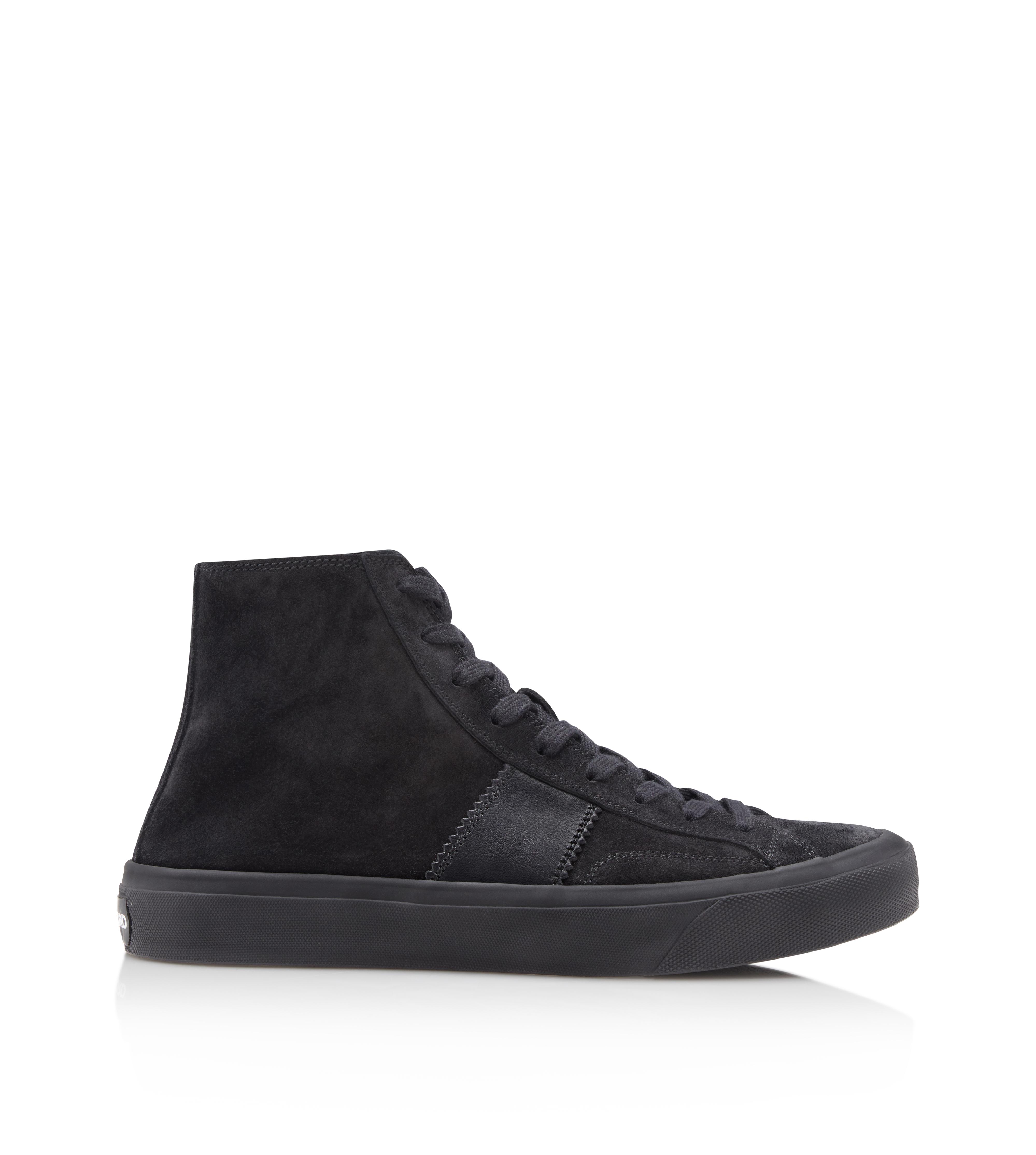 high top black leather sneakers