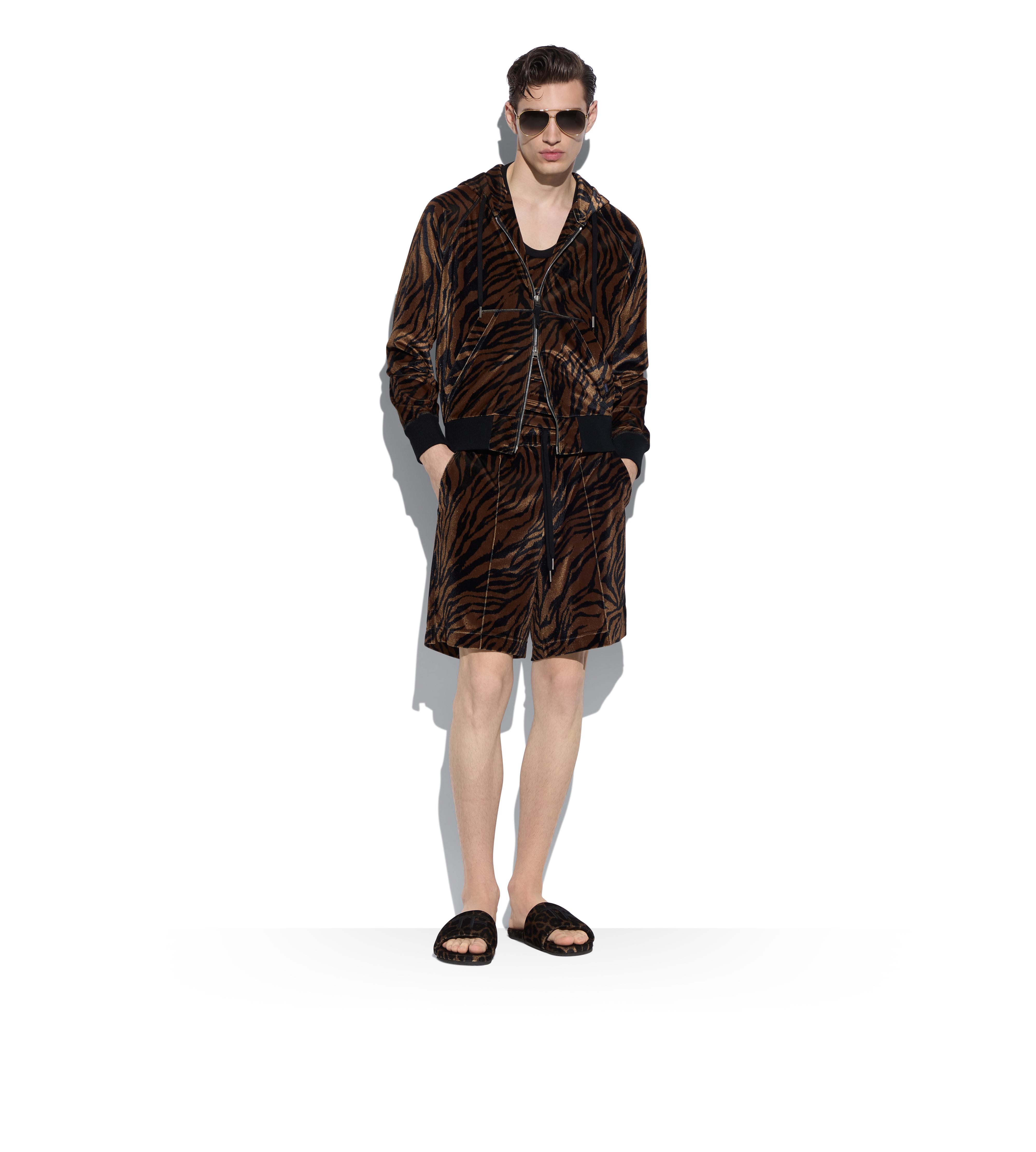 ZEBRA PRINT VELOUR ZIP HOODIE B thumbnail