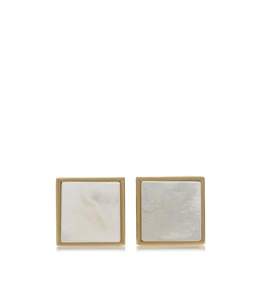 GOLD AND PEARL SQUARE CUFFLINKS
