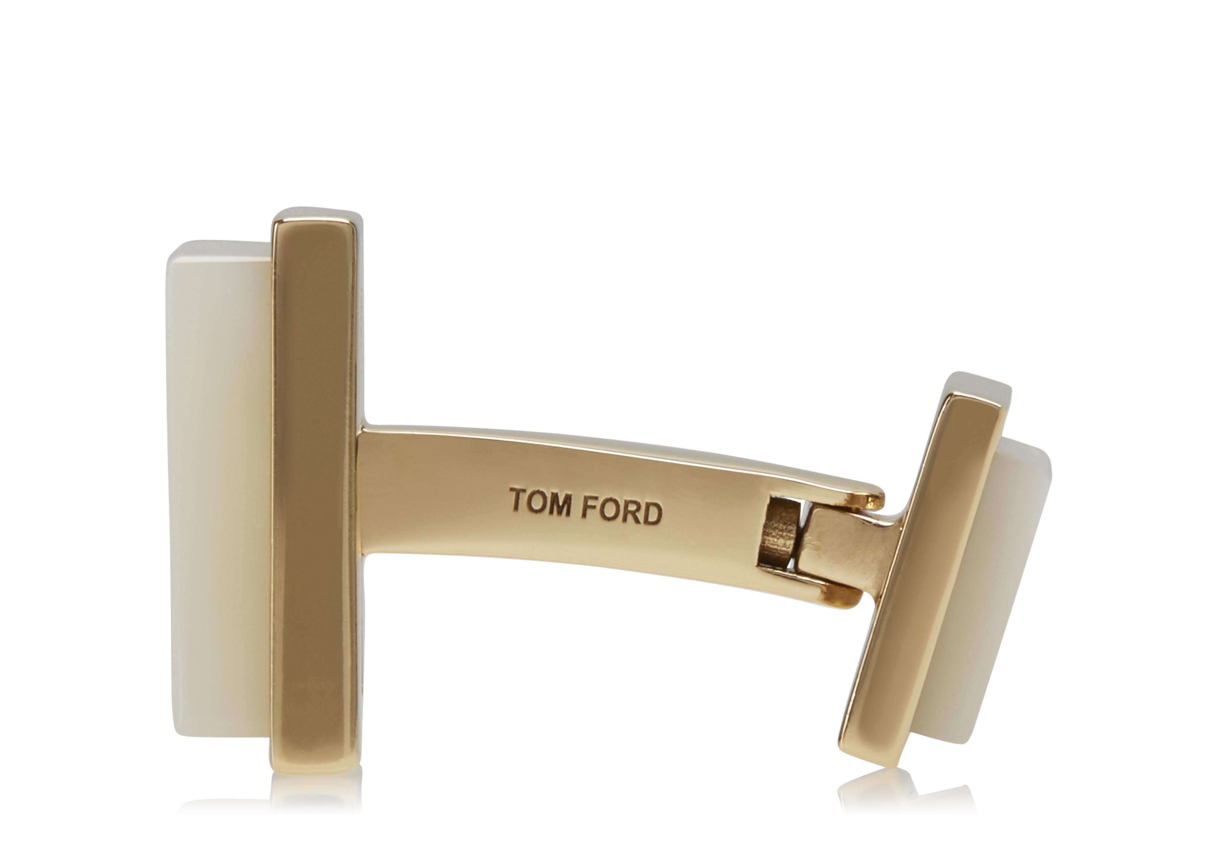 Tom Ford GOLD AND PEARL SQUARE CUFFLINKS 