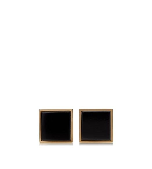 GOLD AND ONYX SQUARE CUFFLINKS