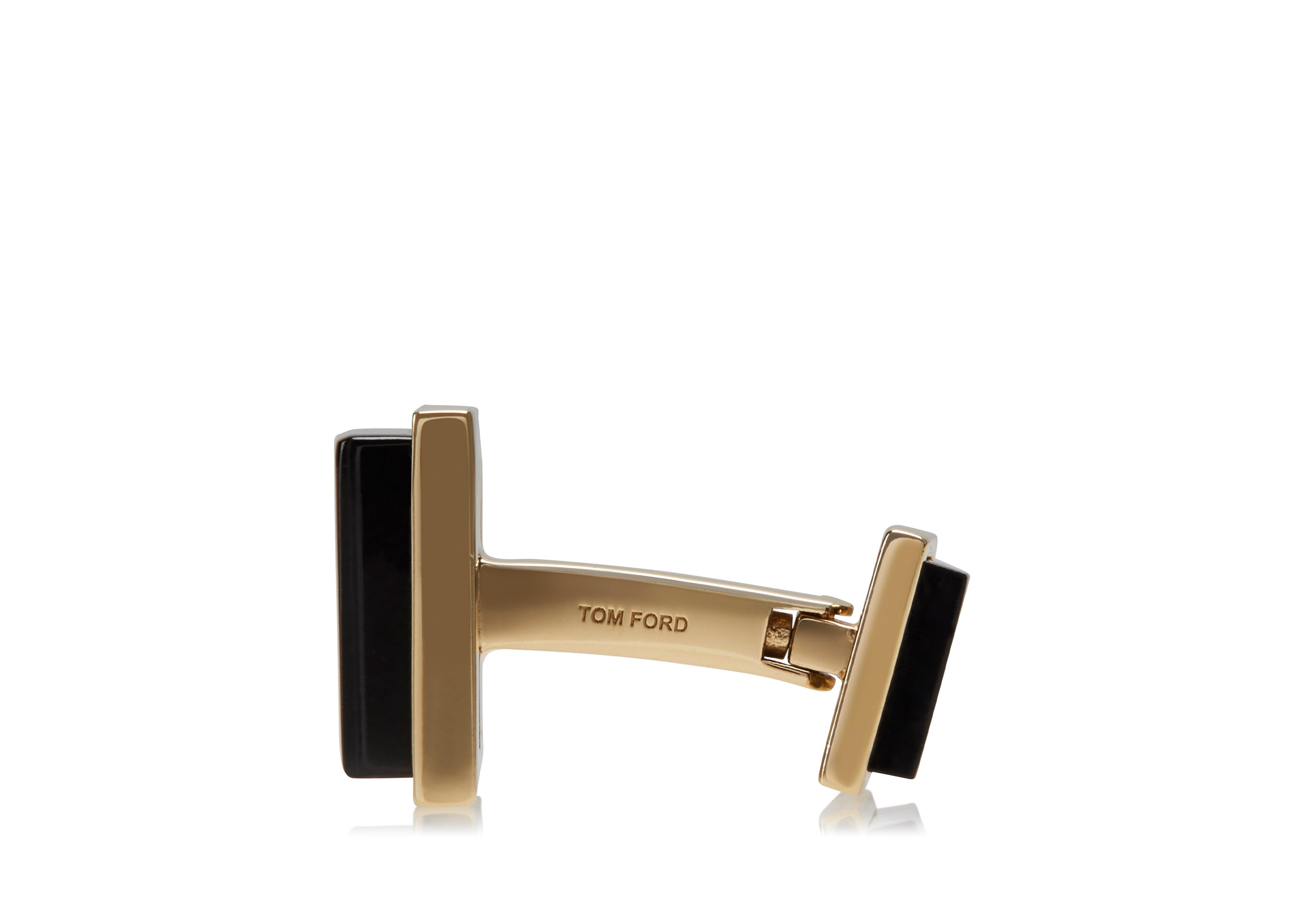 Tom Ford GOLD AND ONYX SQUARE CUFFLINKS 