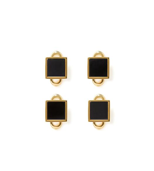GOLD AND ONYX SQUARE STUDS