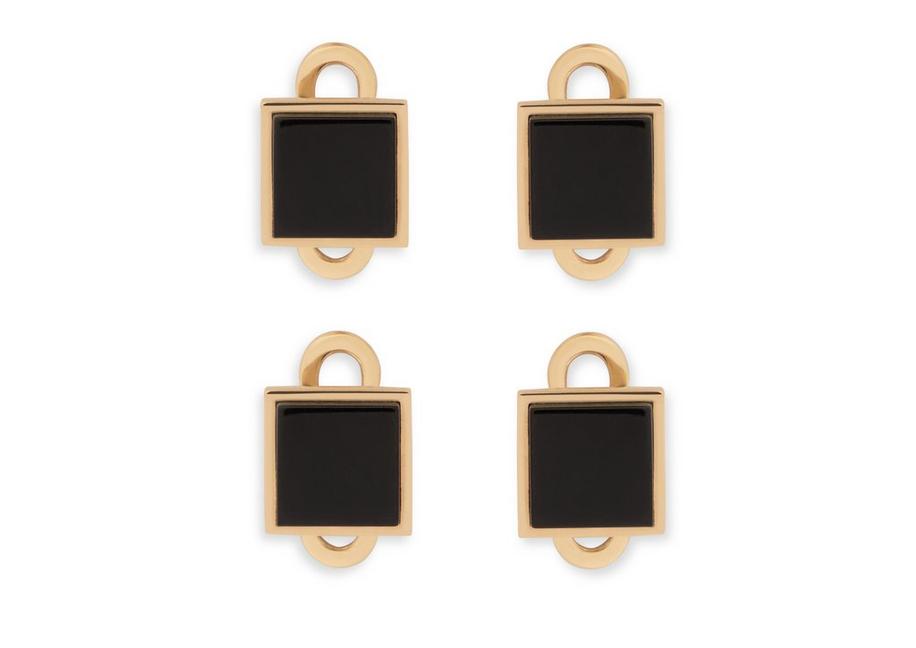 GOLD AND ONYX SQUARE STUDS A fullsize