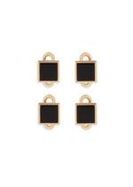 GOLD AND ONYX SQUARE STUDS A thumbnail