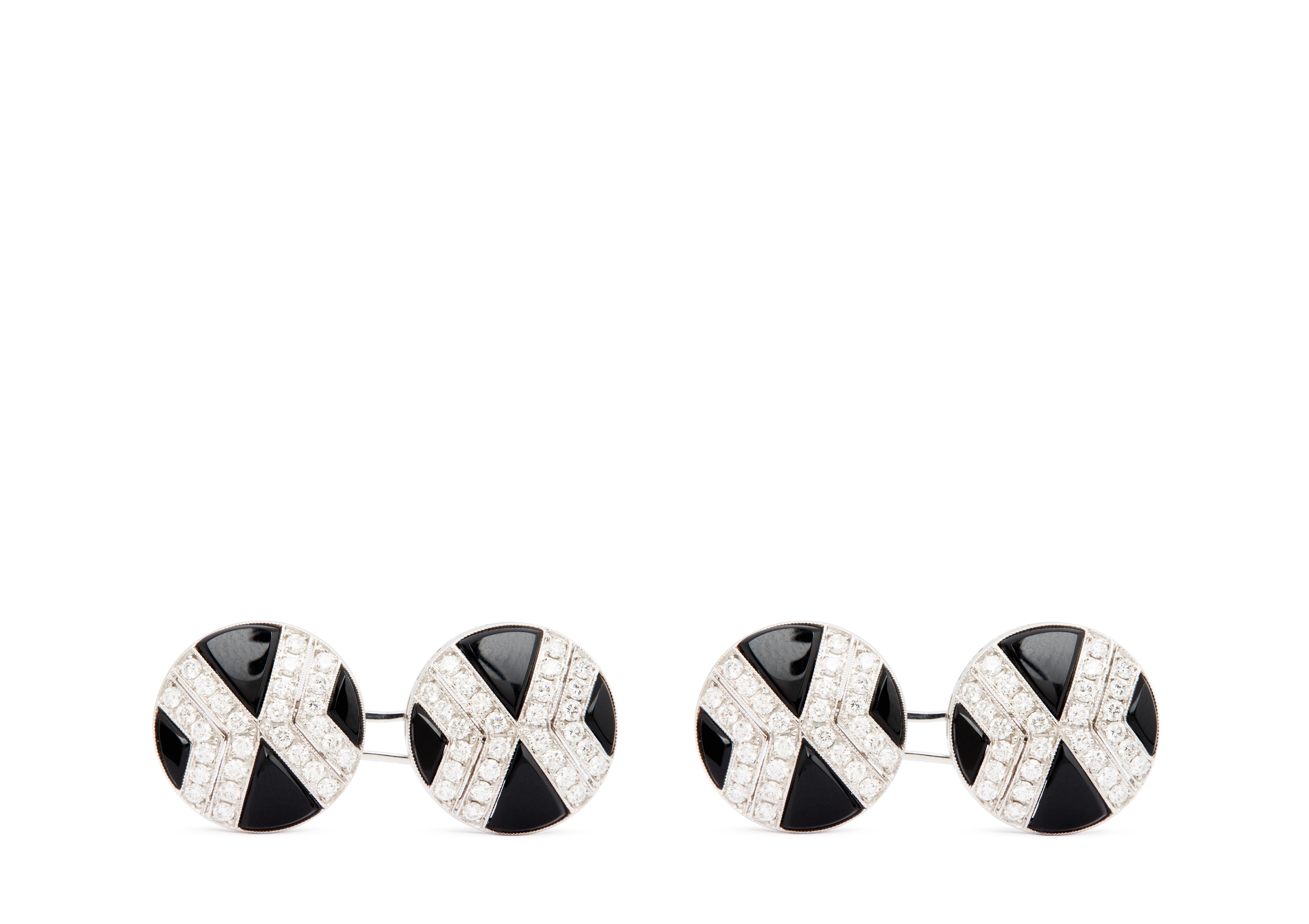 Tom Ford DIAMOND ROUND CUFFLINKS 