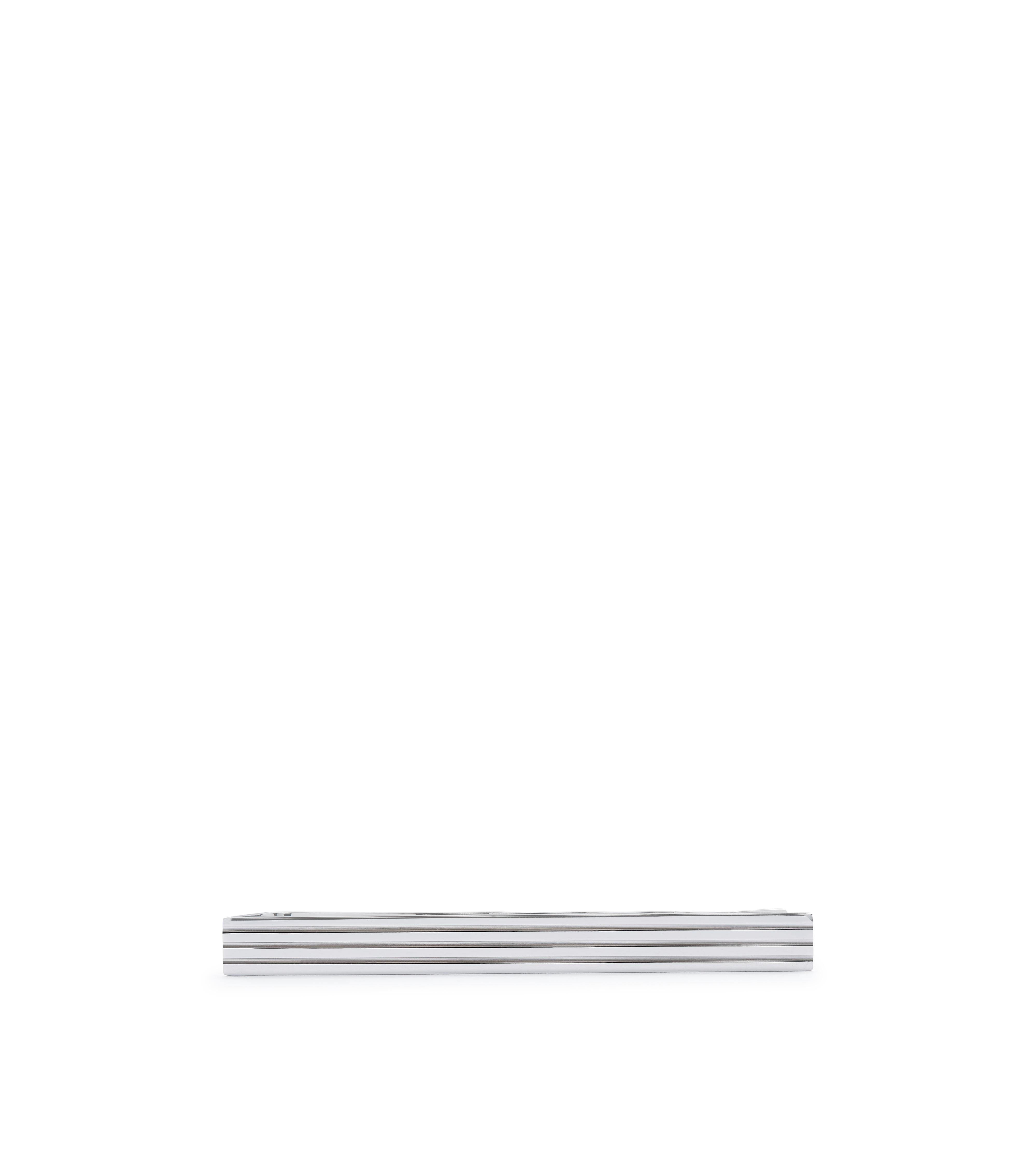 STRIPED WHITE GOLD TIE BAR