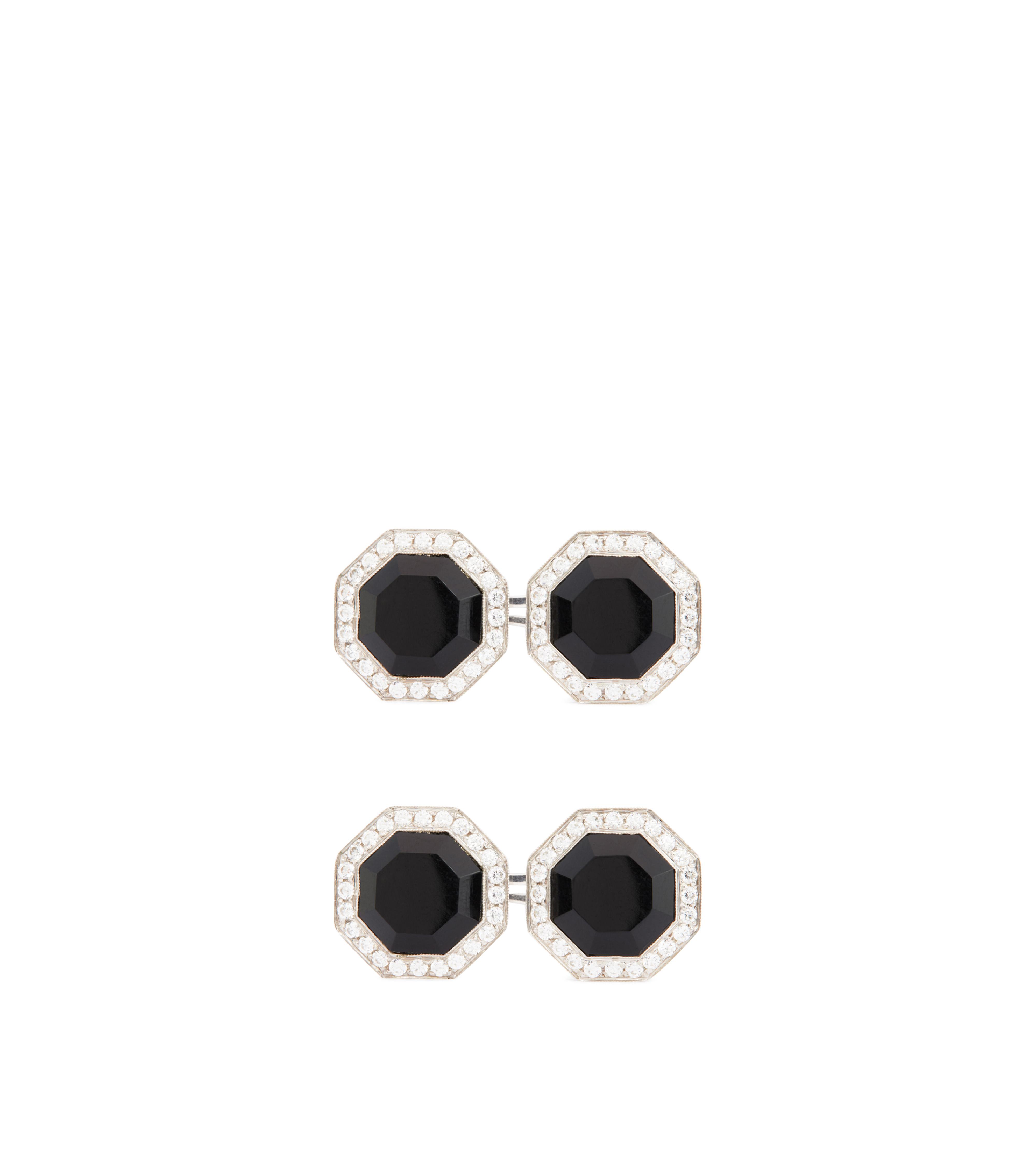 DIAMOND ONYX OCTAGON CUFFLINKS