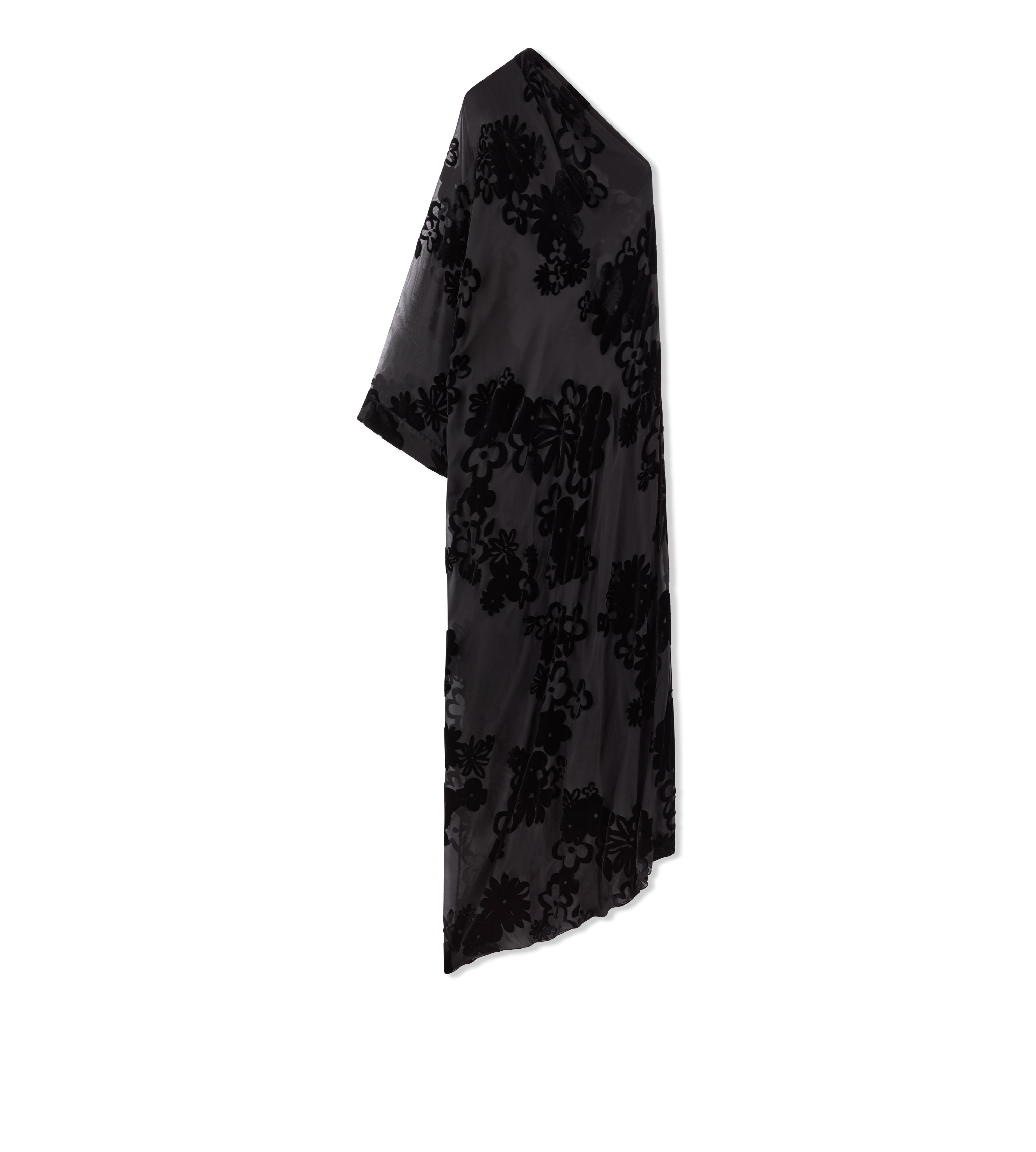 PRIMROSE FLORAL VELVET DEVORE' ONE SHOULDER KAFTAN