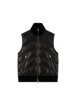 LEATHER FRONT MERINO CASHMERE GILET A thumbnail