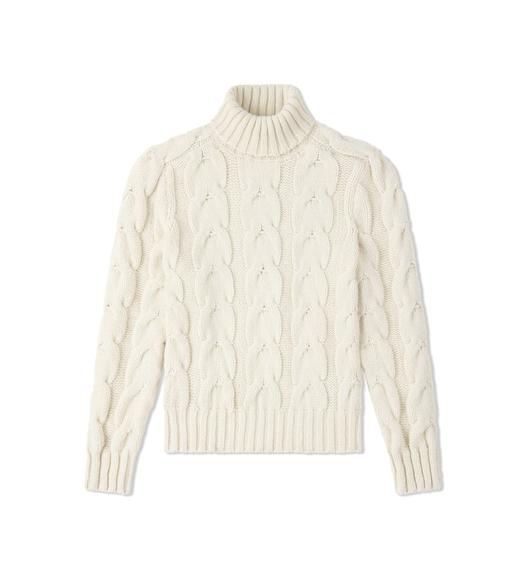 BABY YAK CABLE KNIT ROLL NECK