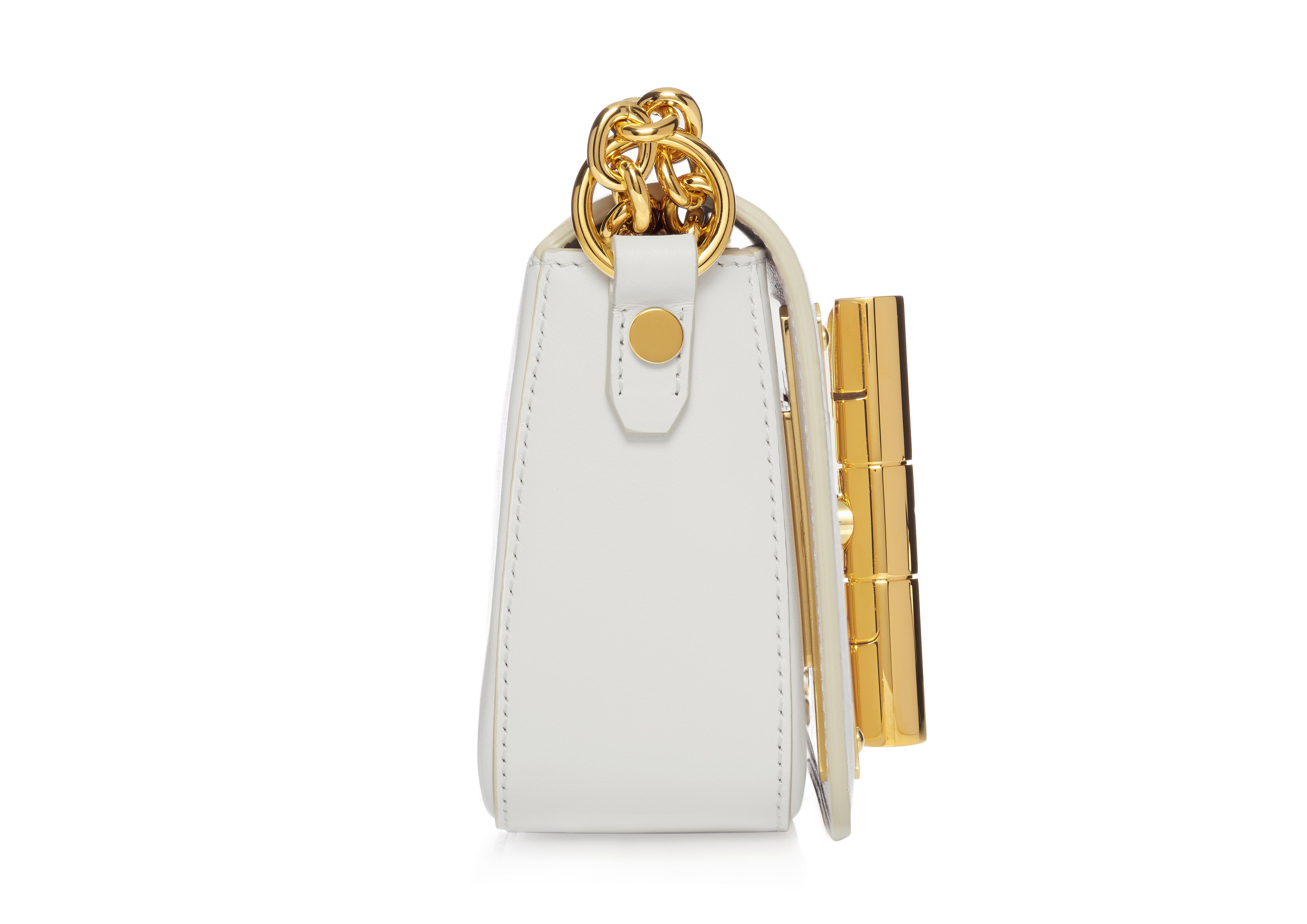 TOM FORD Natalia Small Leather Chain Shoulder Bag, Open White in Chalk ...