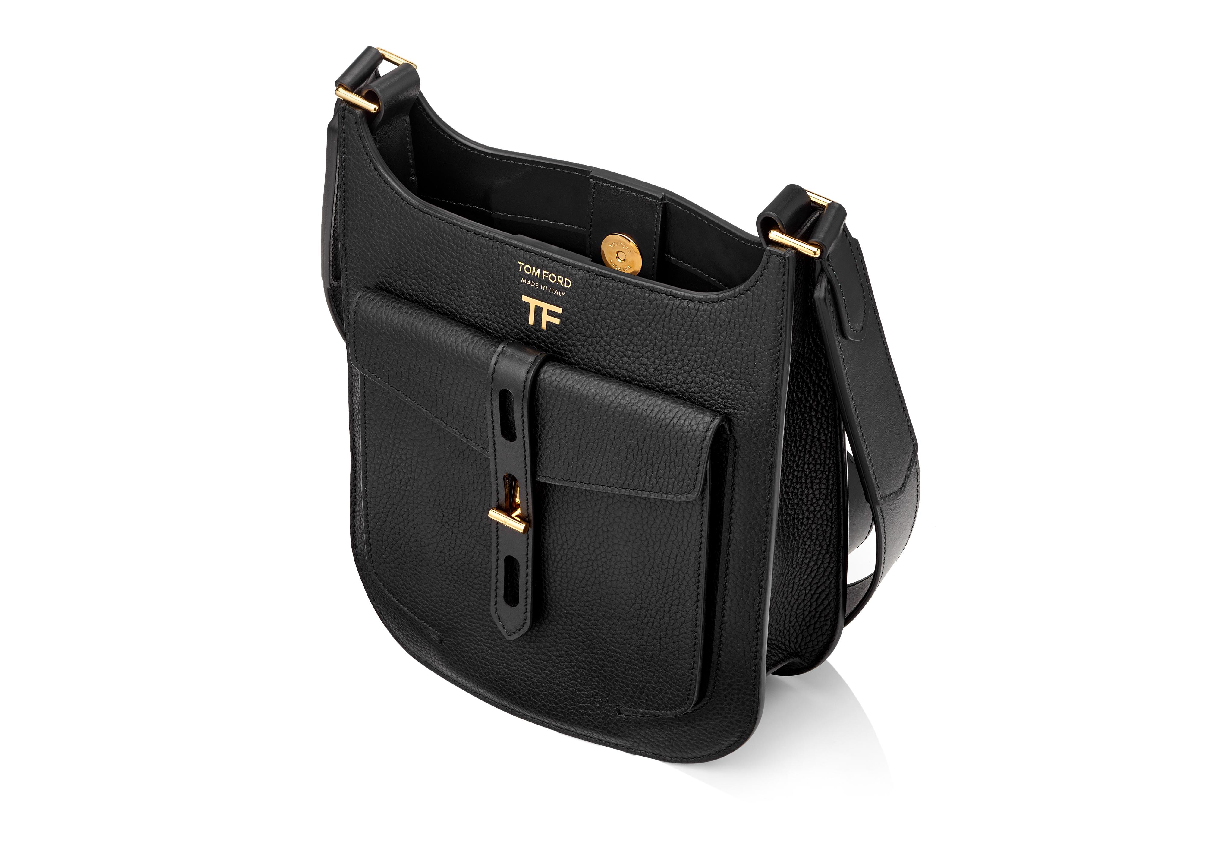 Tom Ford GRAIN LEATHER SMALL T TWIST CROSSBODY BAG 