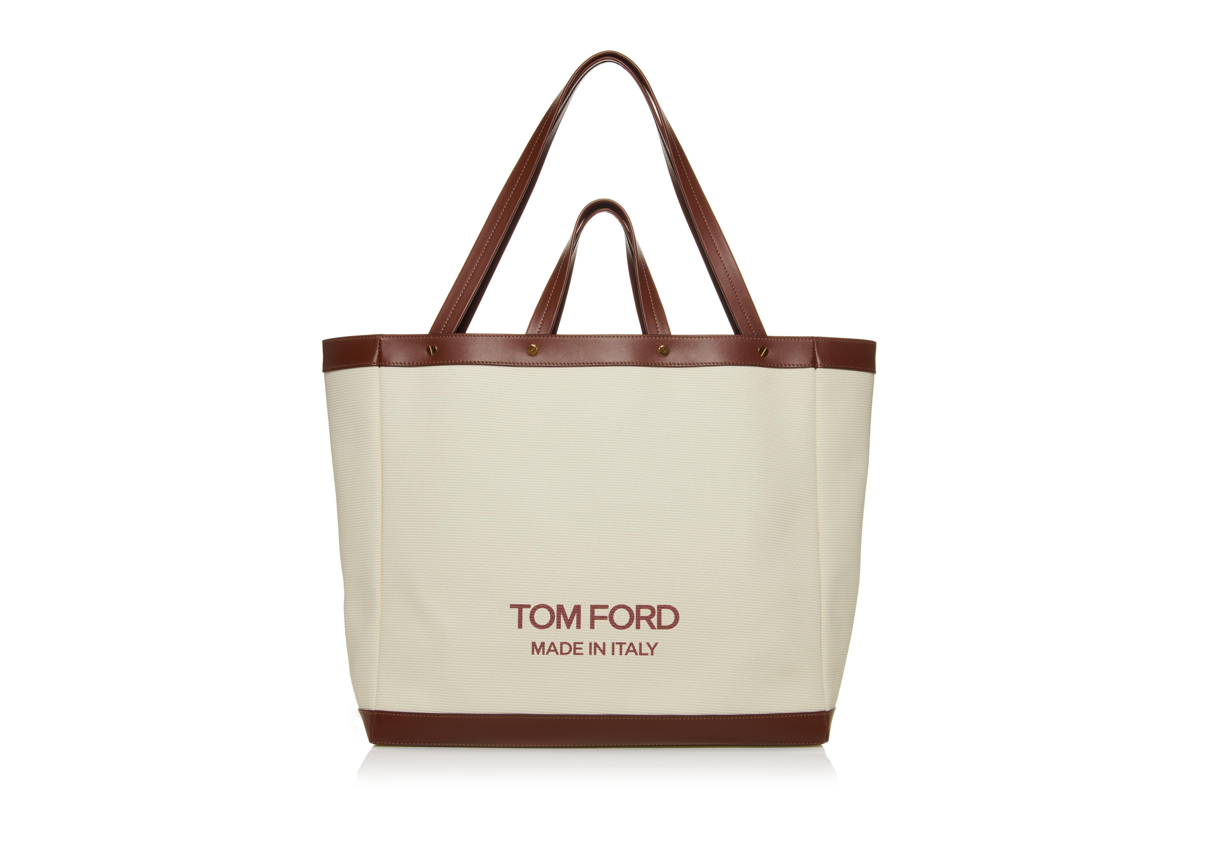 Tom Ford TEXTURED CANVAS T SCREW MEDIUM SHOPPING BAG 