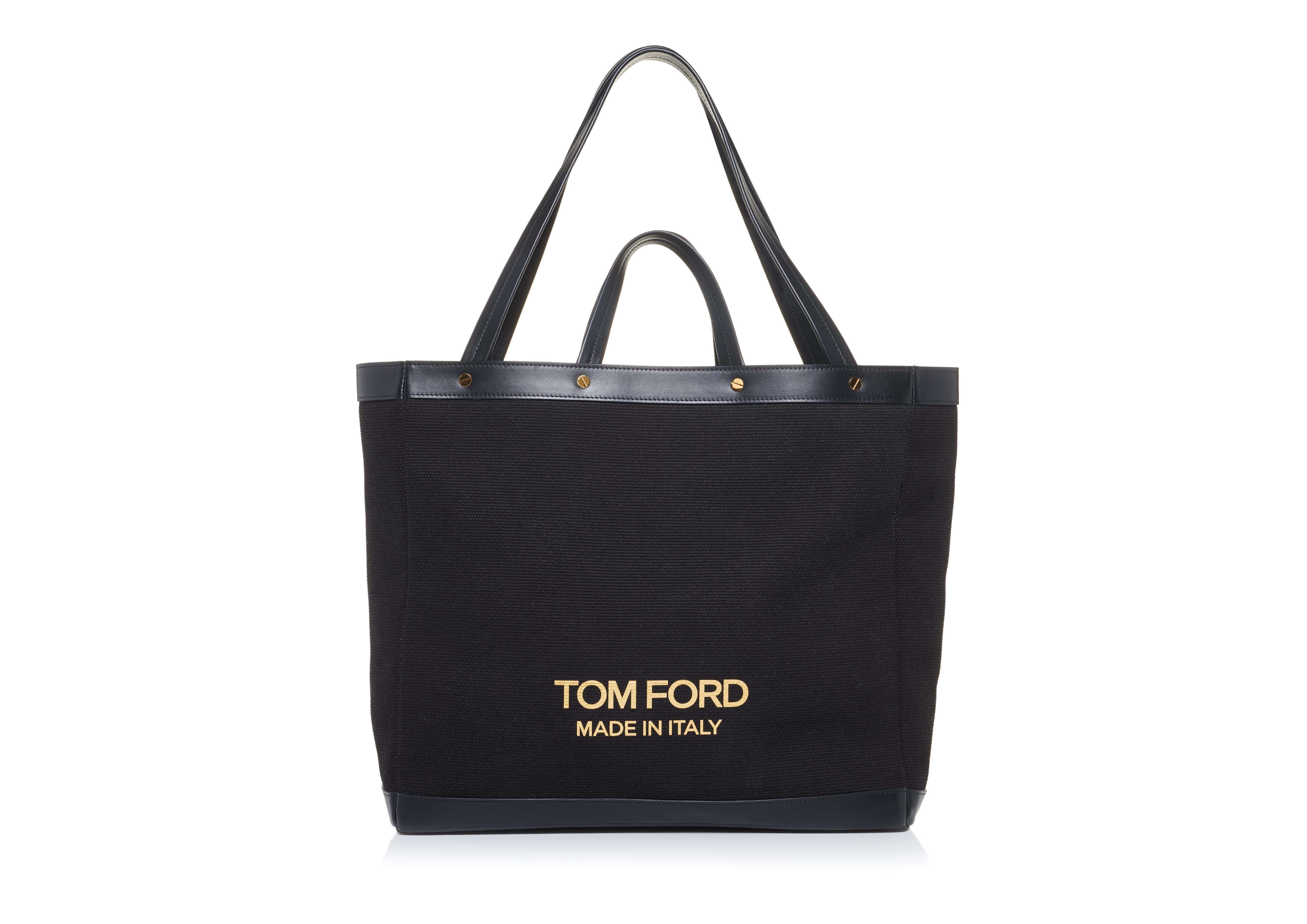 Tom Ford TEXTURED CANVAS T SCREW MEDIUM SHOPPING BAG 